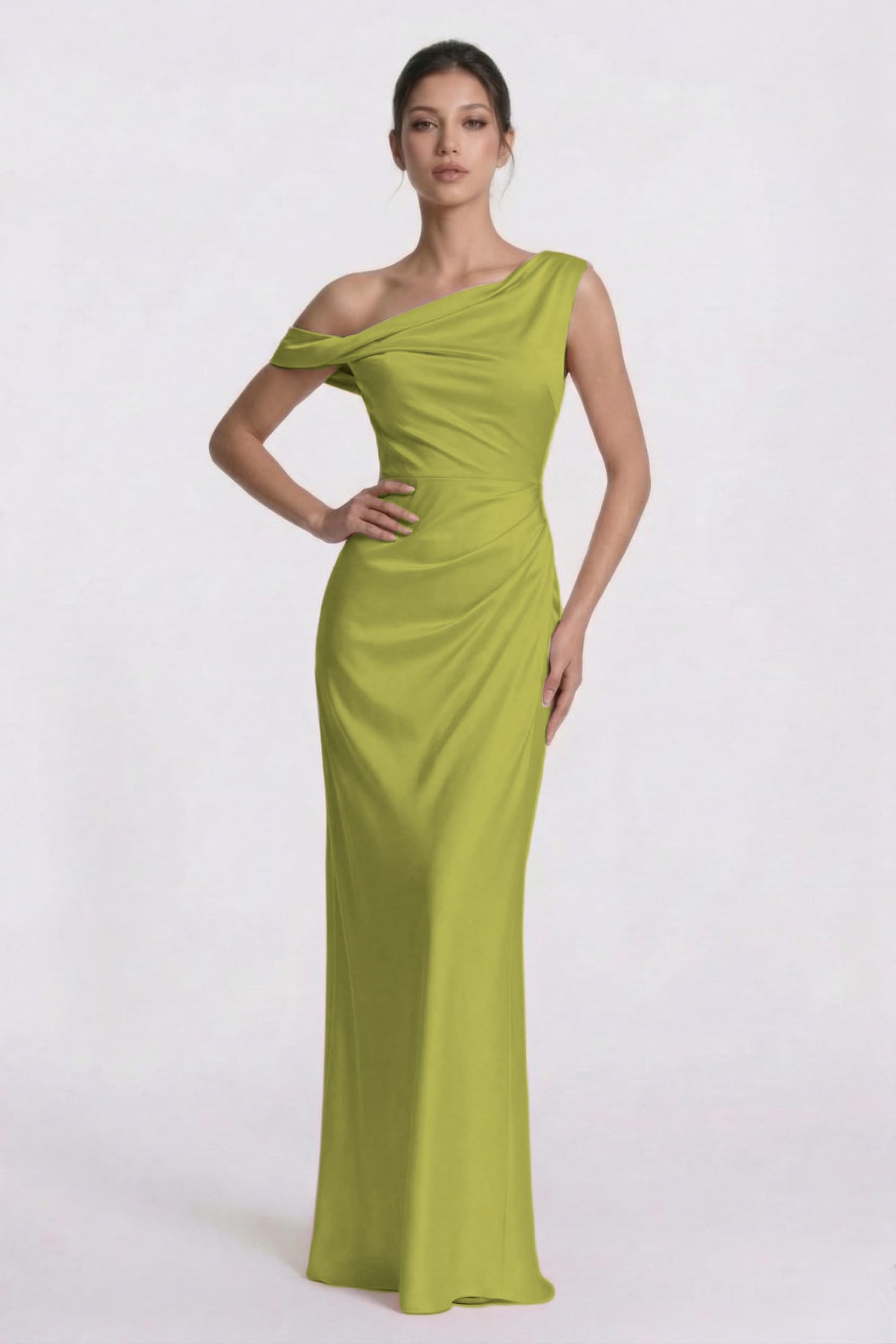 Sheath-Column Floor Length Acetate Satin Wedding Guest Dress CG0309