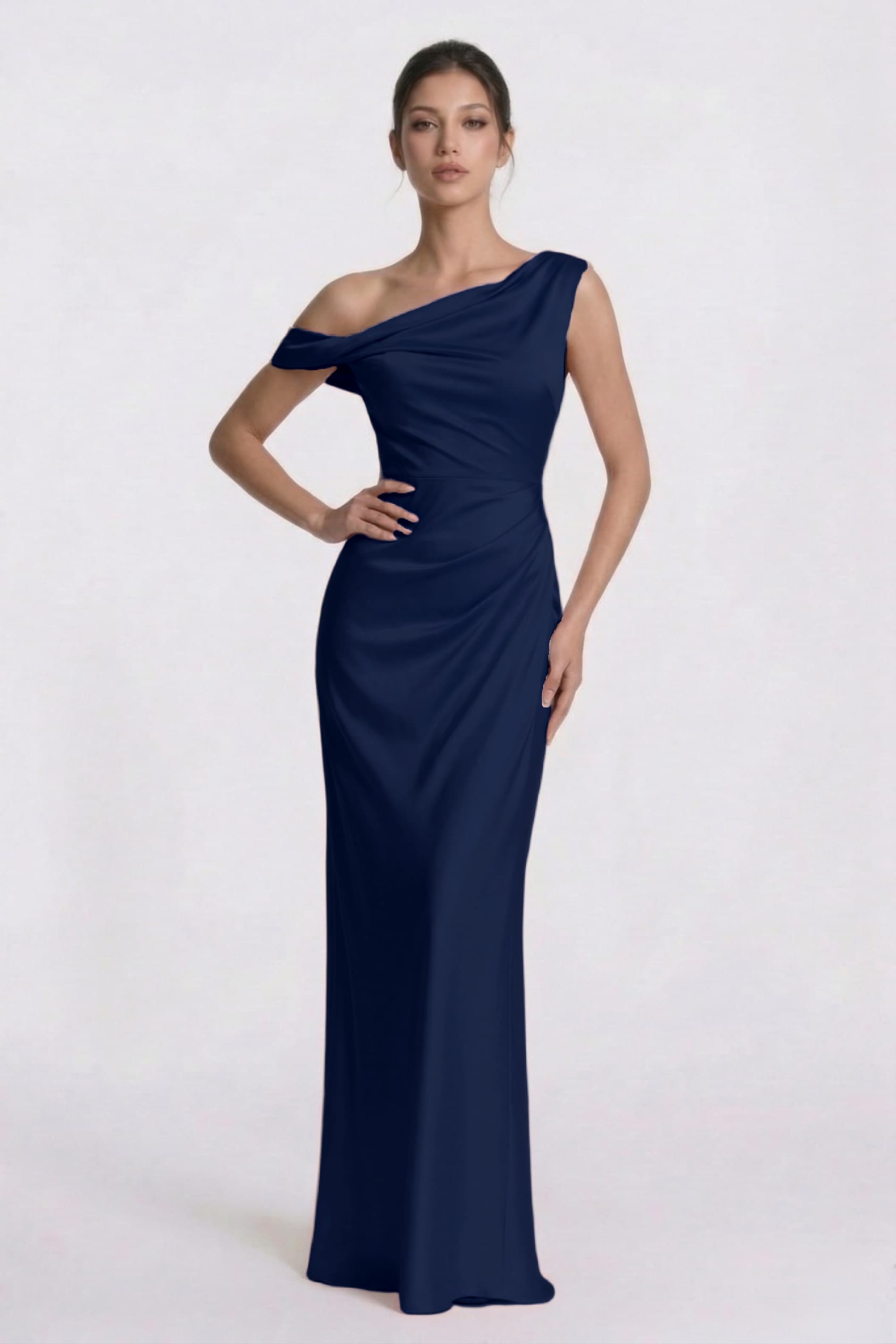 Sheath-Column Floor Length Acetate Satin Wedding Guest Dress CG0309