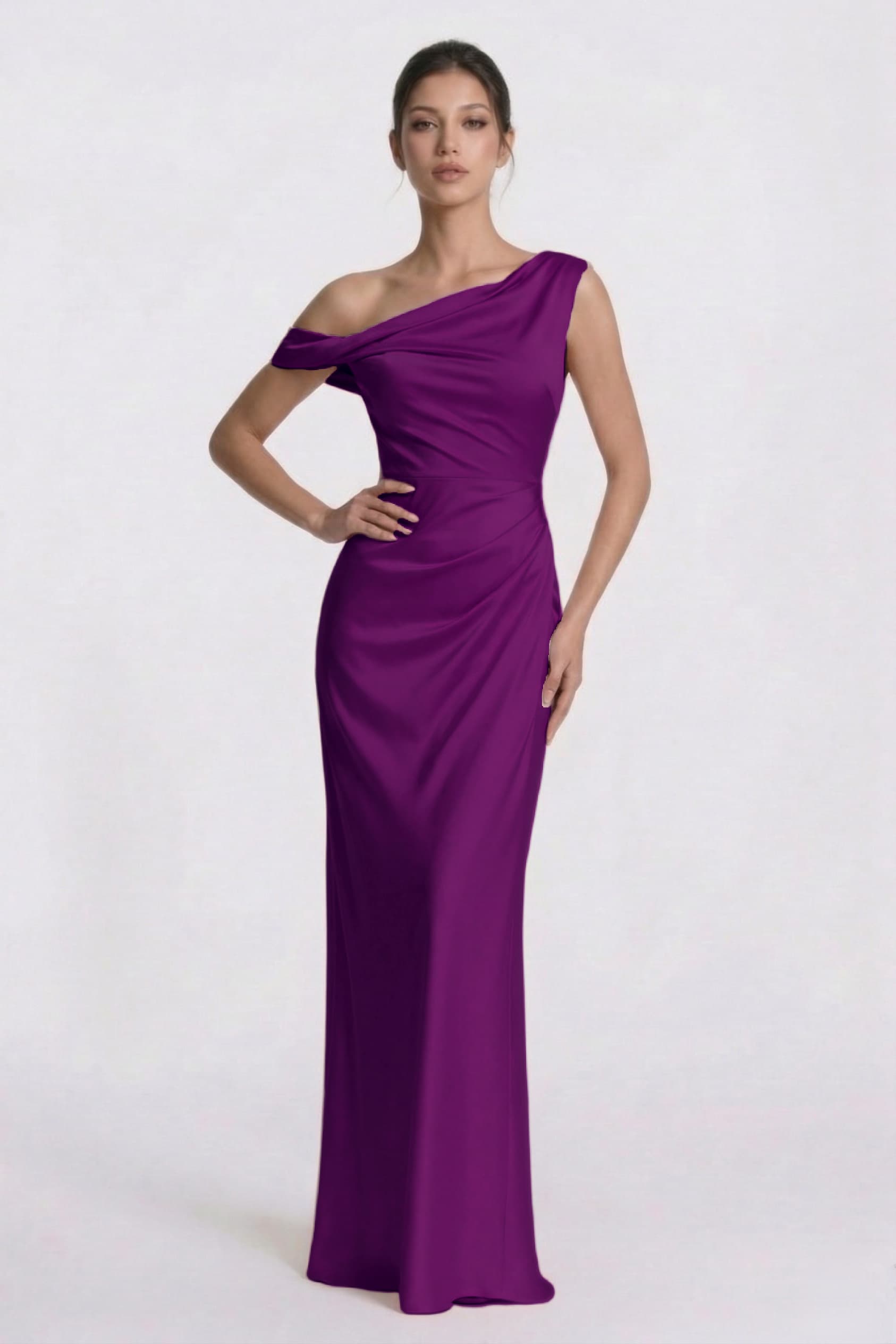 Sheath-Column Floor Length Acetate Satin Wedding Guest Dress CG0309
