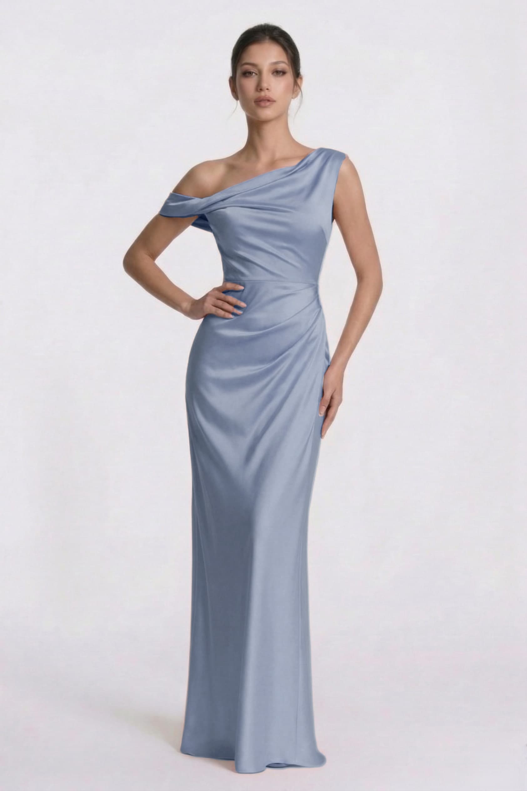 Sheath-Column Floor Length Acetate Satin Wedding Guest Dress CG0309