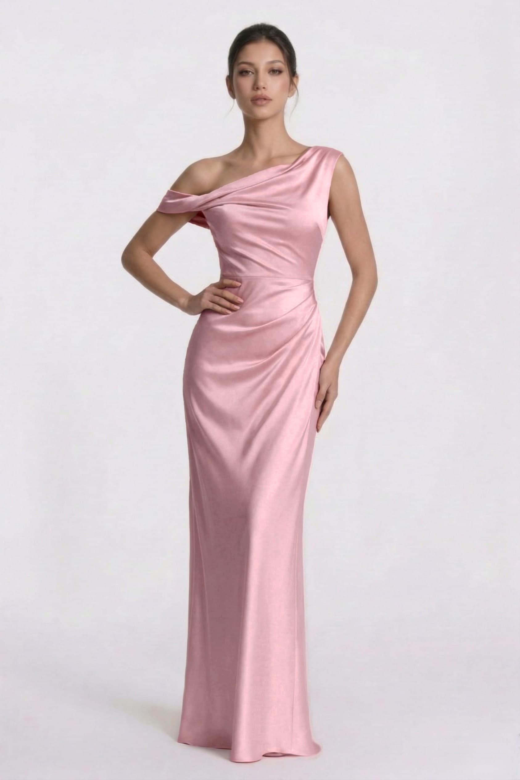 Sheath-Column Floor Length Acetate Satin Wedding Guest Dress CG0309