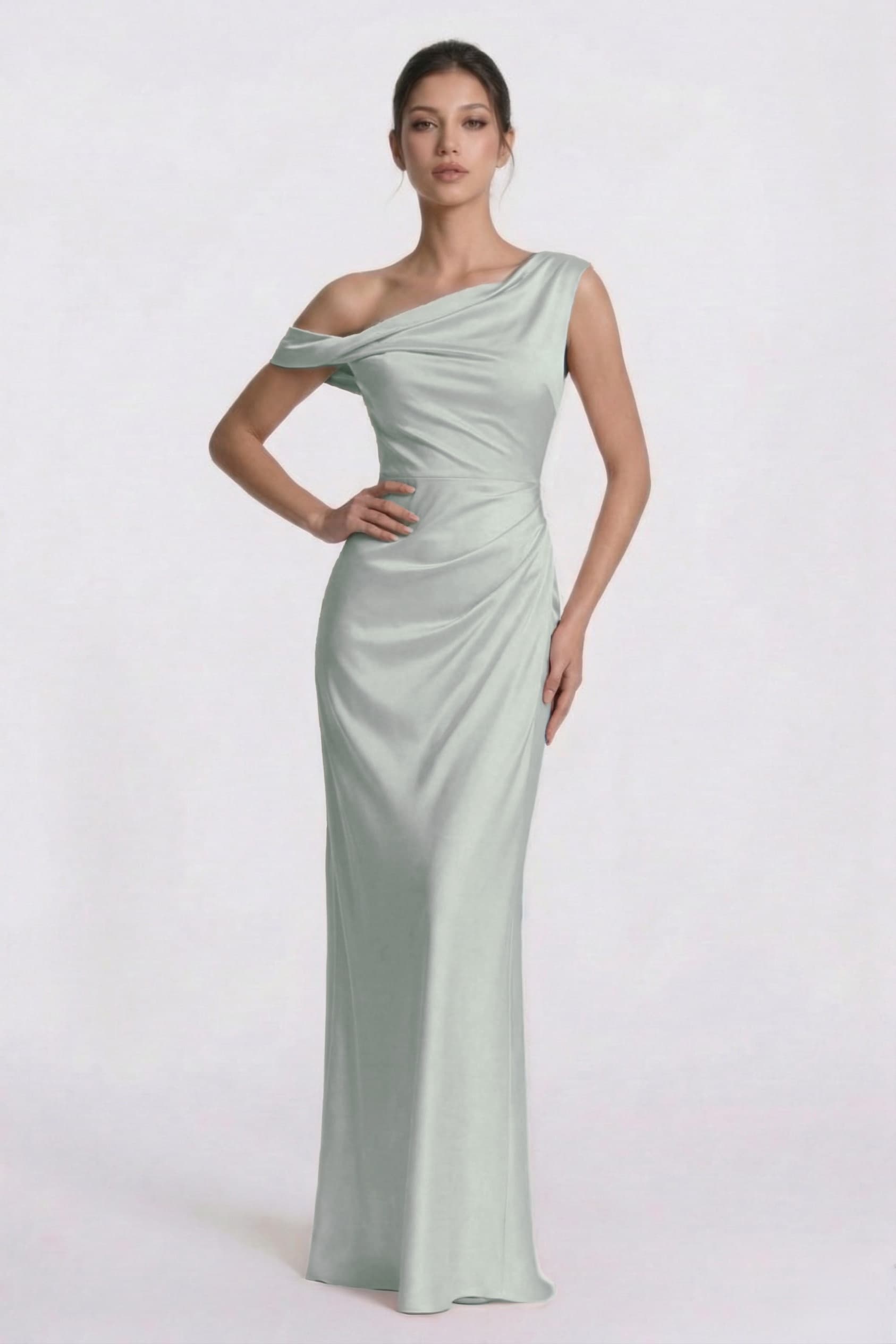 Sheath-Column Floor Length Acetate Satin Wedding Guest Dress CG0309
