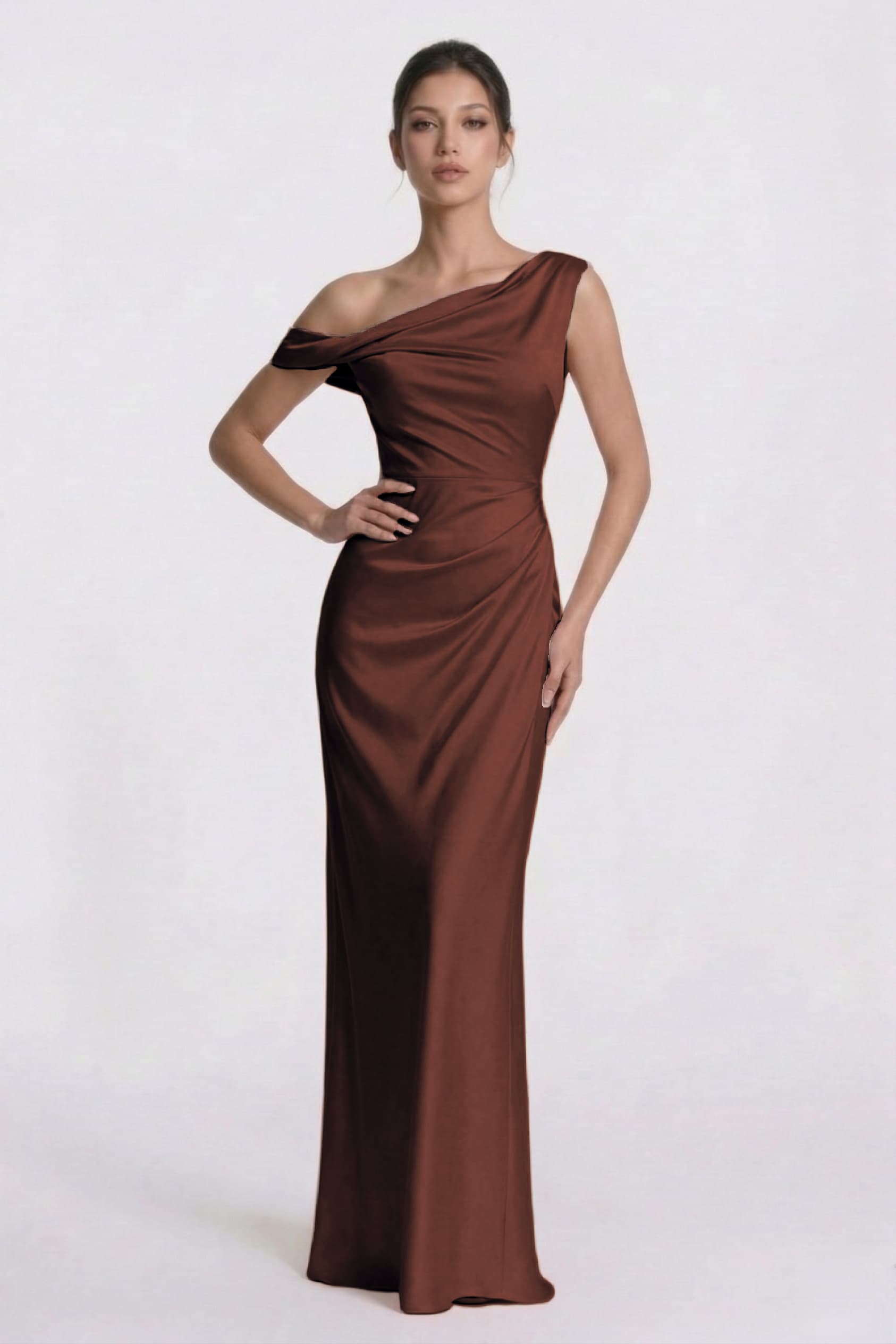 Sheath-Column Floor Length Acetate Satin Wedding Guest Dress CG0309