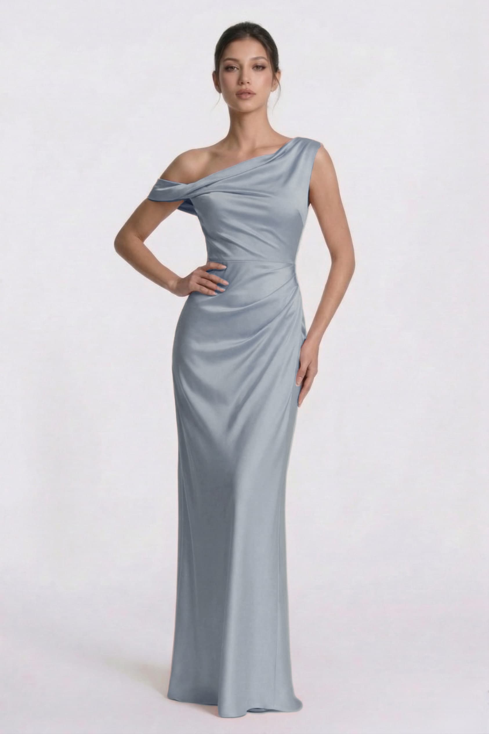 Sheath-Column Floor Length Acetate Satin Wedding Guest Dress CG0309