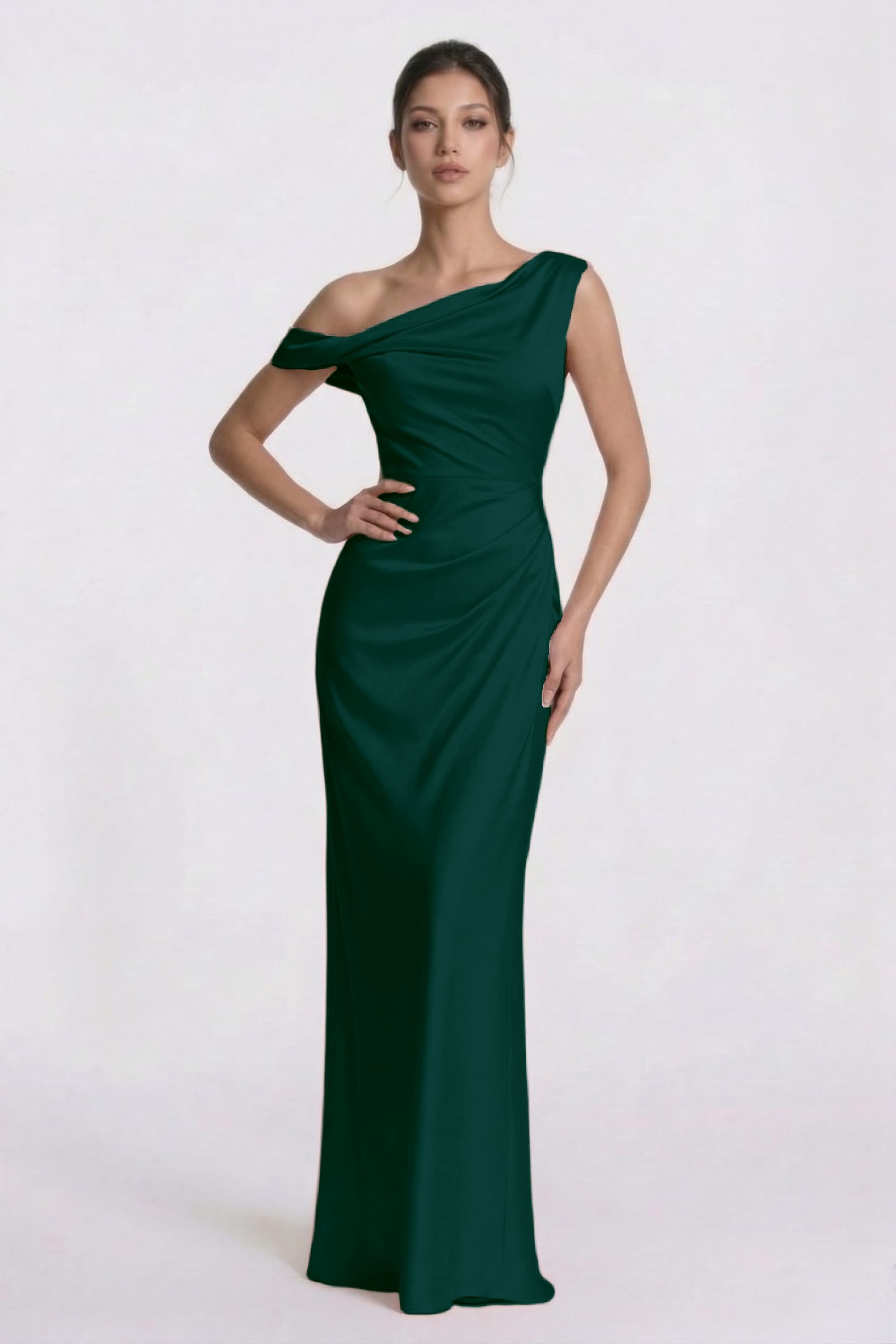 Sheath-Column Floor Length Acetate Satin Wedding Guest Dress CG0309