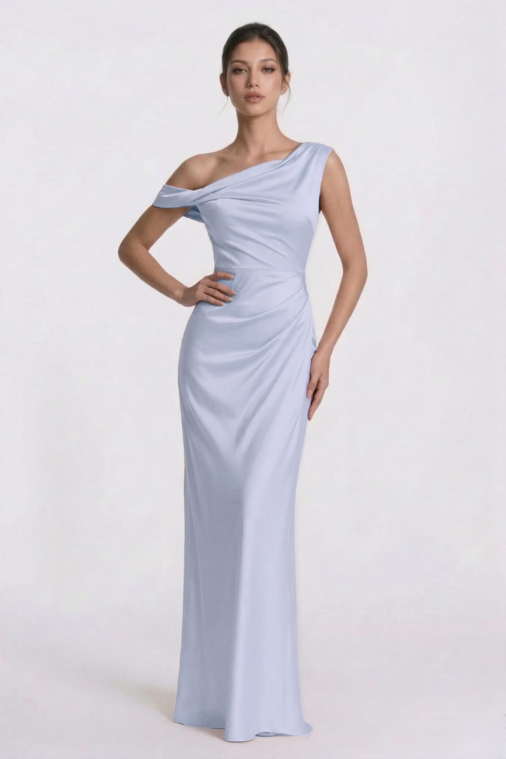 Sheath-Column Floor Length Acetate Satin Bridesmaid Dress CG0309BM