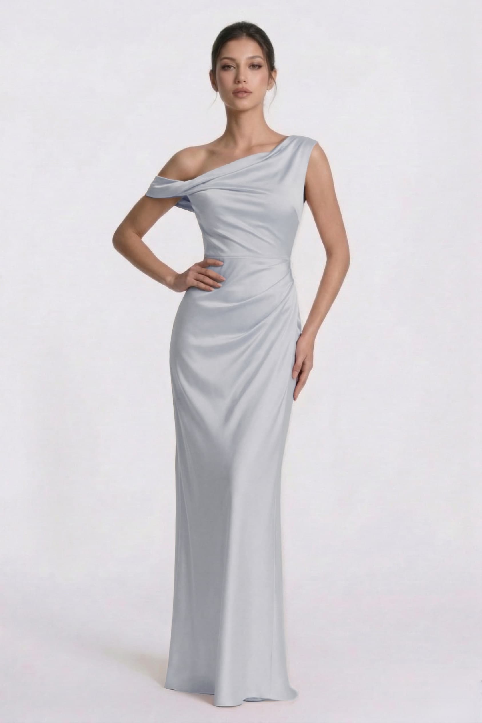 Sheath-Column Floor Length Acetate Satin Wedding Guest Dress CG0309