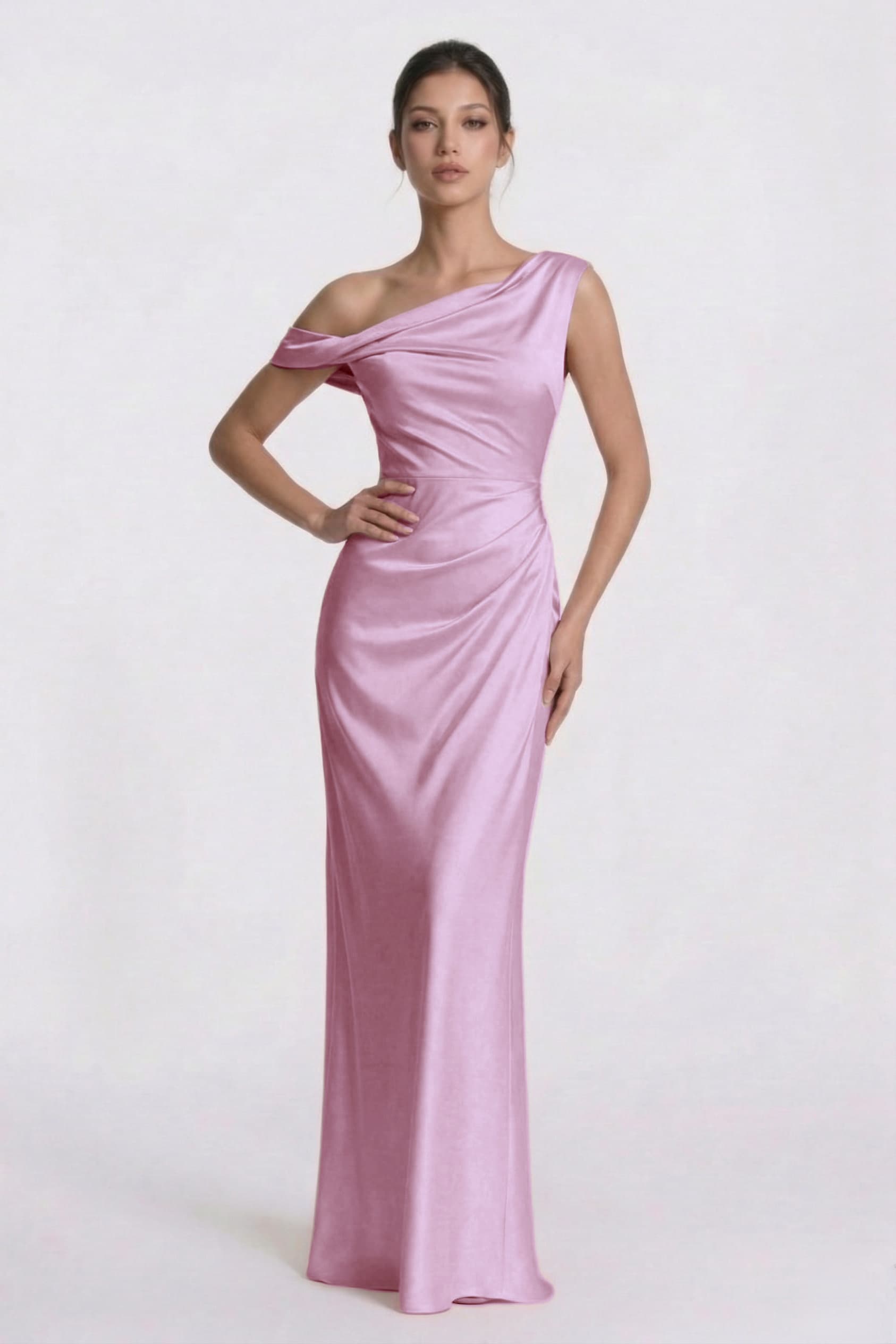 Sheath-Column Floor Length Acetate Satin Bridesmaid Dress CG0309BM