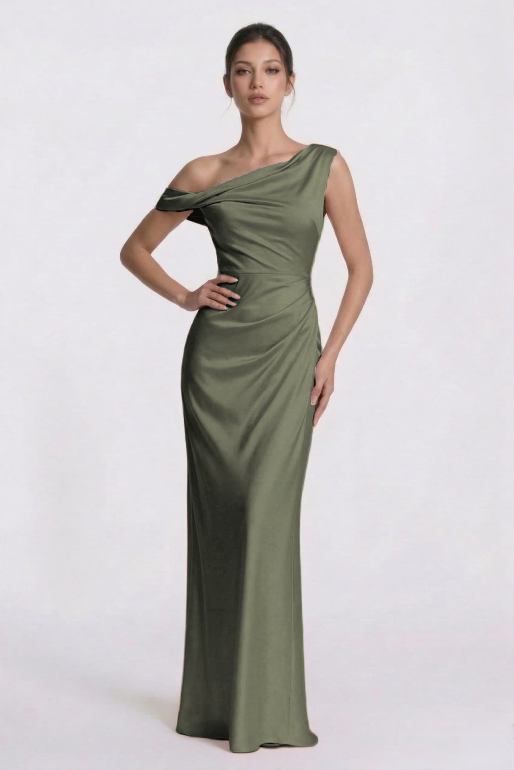 Sheath-Column Floor Length Acetate Satin Wedding Guest Dress CG0309