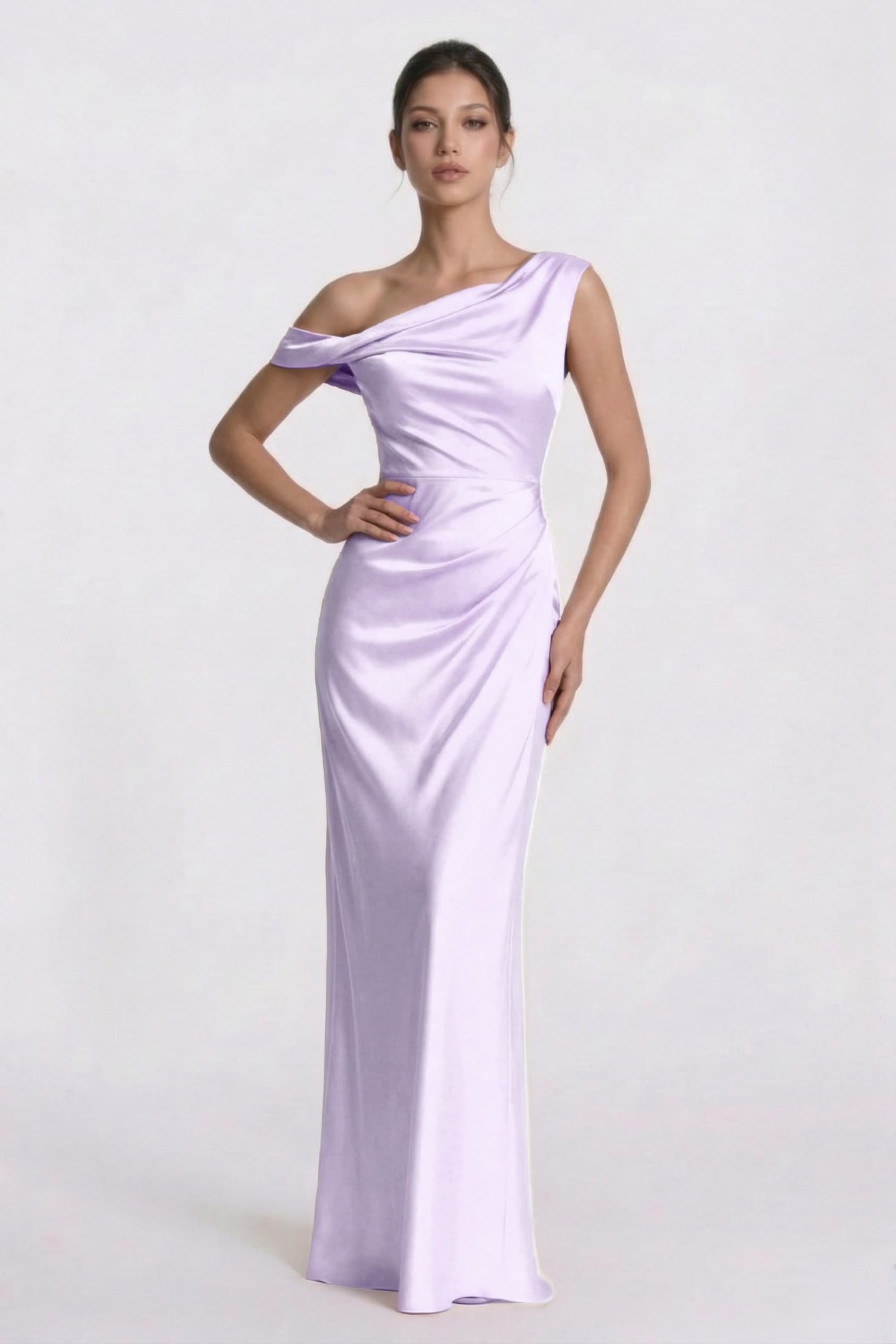 Sheath-Column Floor Length Acetate Satin Bridesmaid Dress CG0309BM