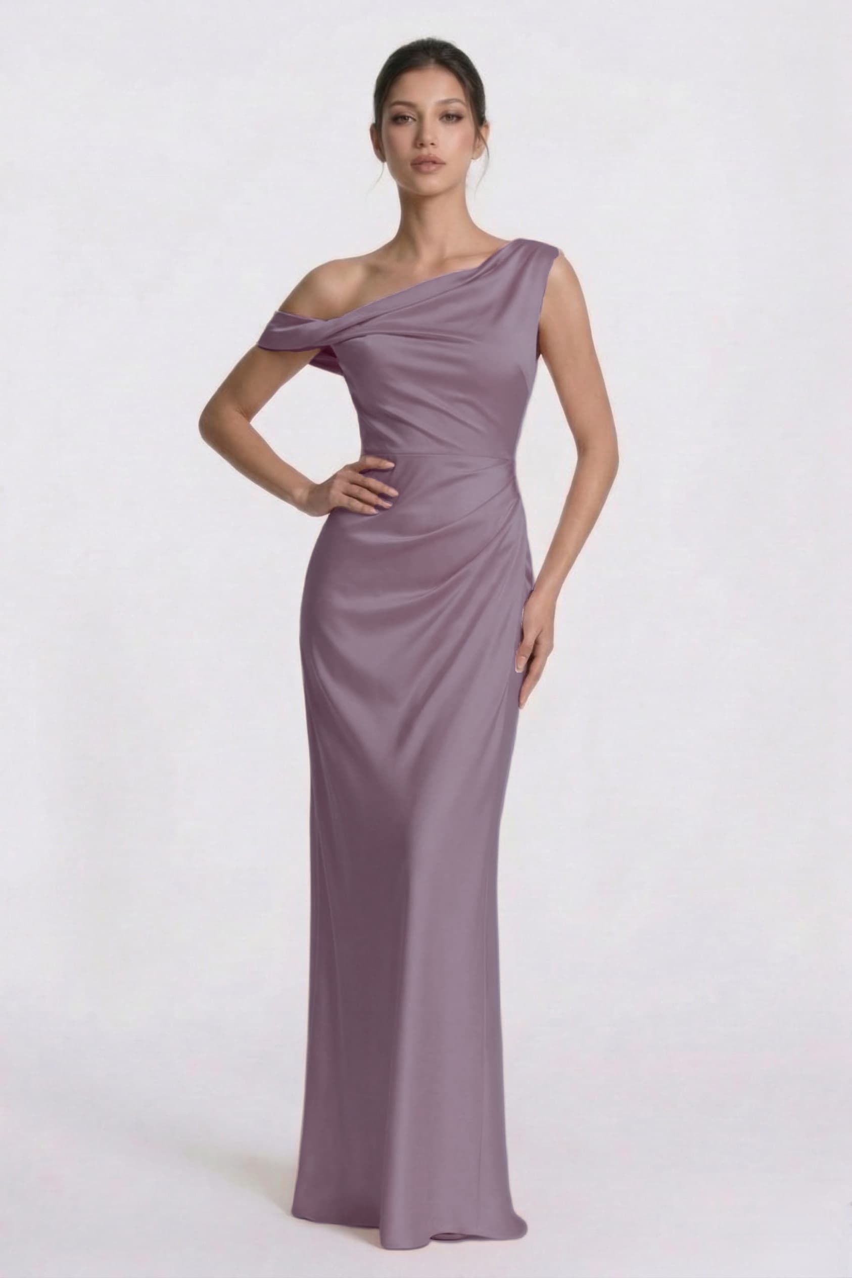 Sheath-Column Floor Length Acetate Satin Wedding Guest Dress CG0309