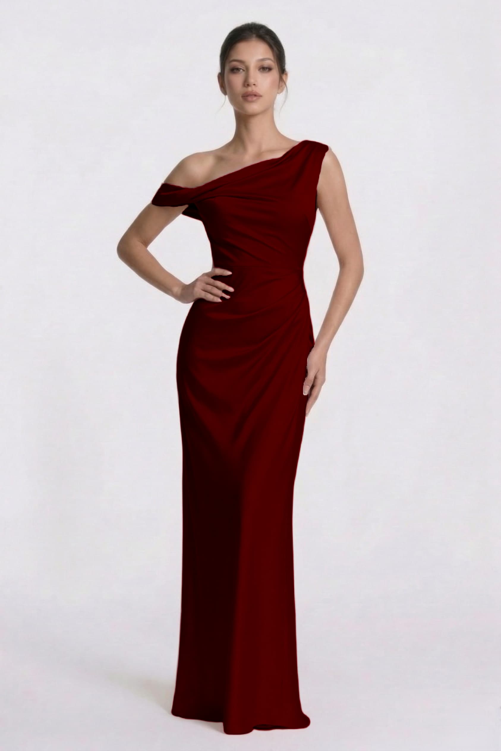 Sheath-Column Floor Length Acetate Satin Wedding Guest Dress CG0309