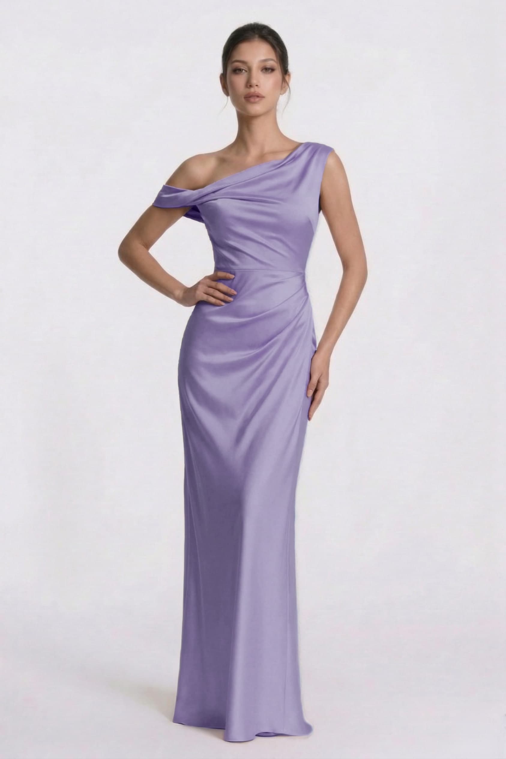 Sheath-Column Floor Length Acetate Satin Wedding Guest Dress CG0309