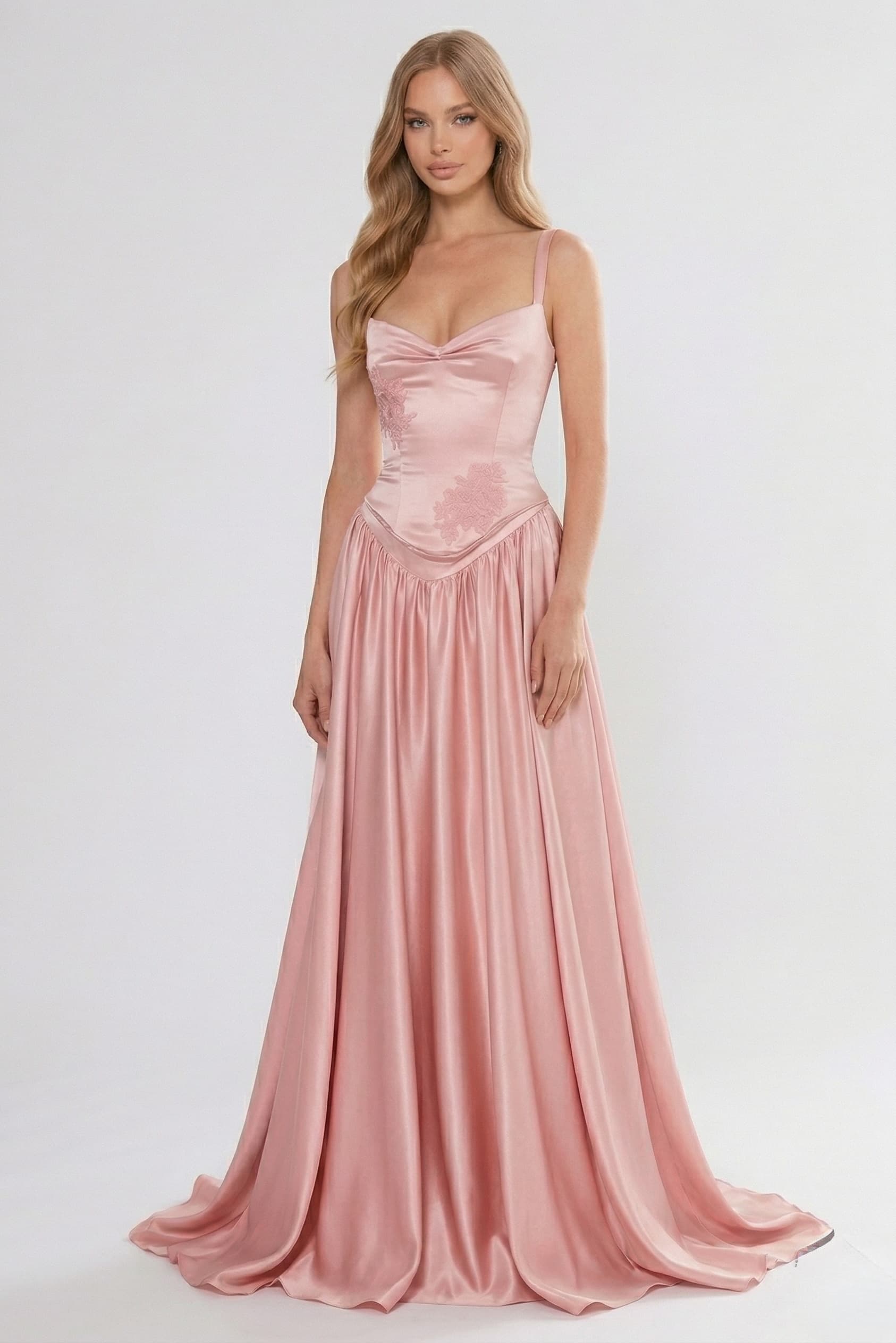 A-Line/Two-Piece Floor Length Soft Satin Bridesmaid Dress CG0310BM