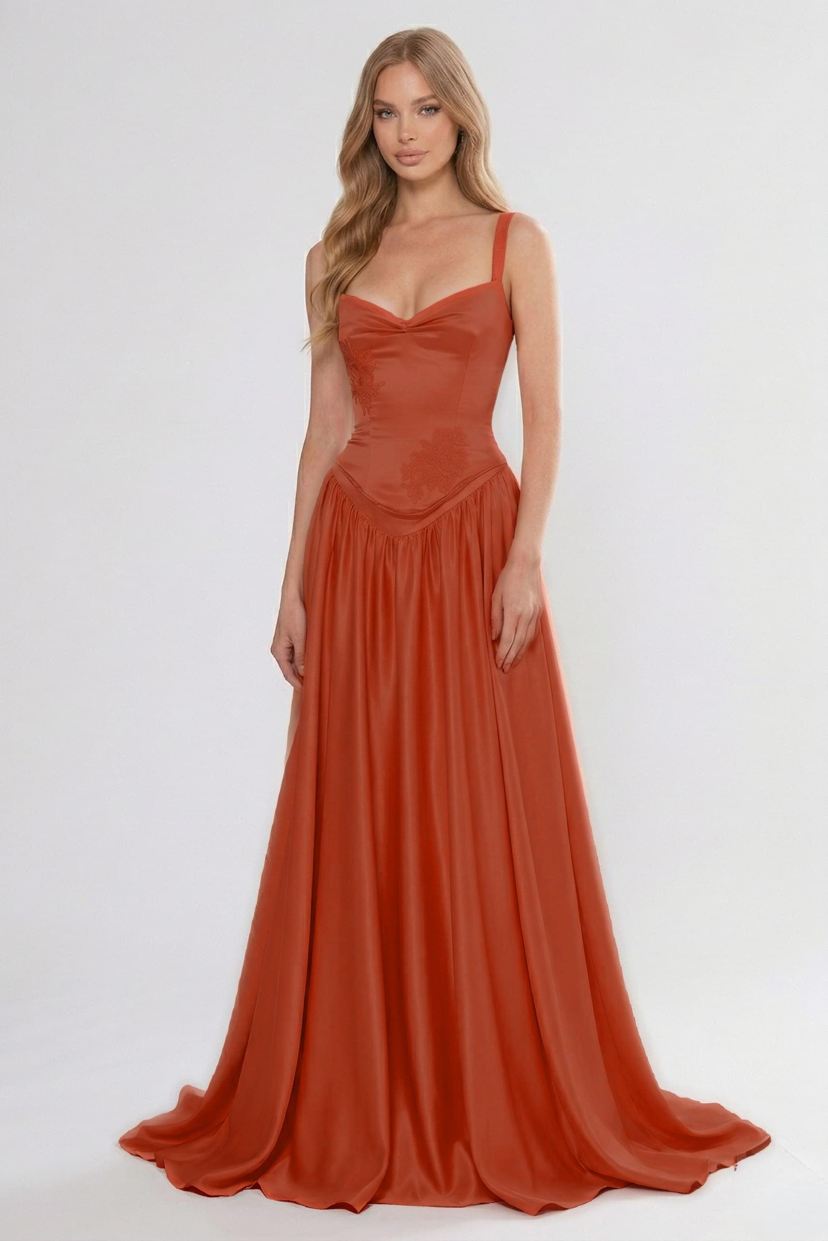 A-Line/Two-Piece Floor Length Soft Satin Wedding Guest Dress CG0310
