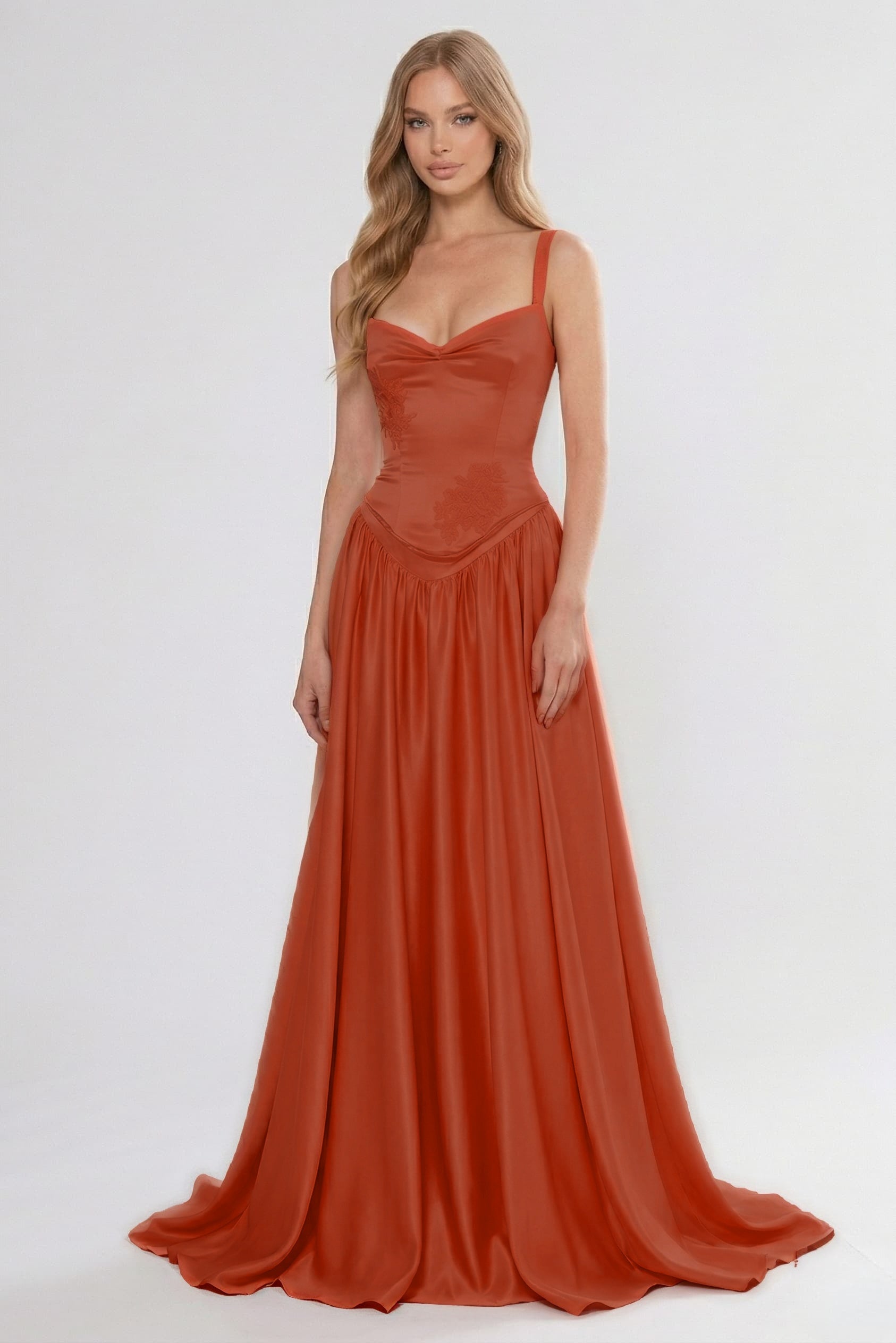 A-Line/Two-Piece Floor Length Soft Satin Wedding Guest Dress CG0310