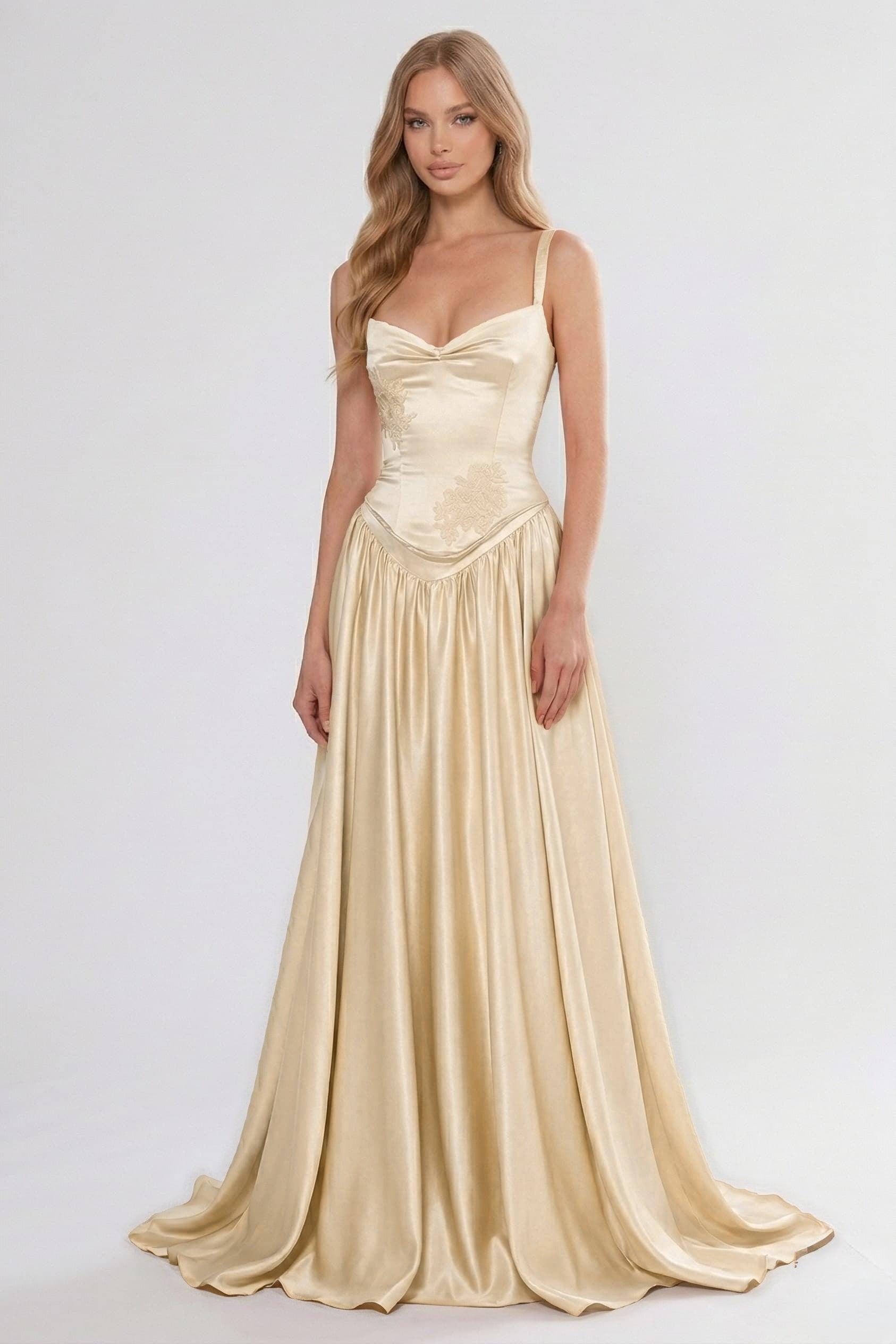 A-Line/Two-Piece Floor Length Soft Satin Wedding Guest Dress CG0310