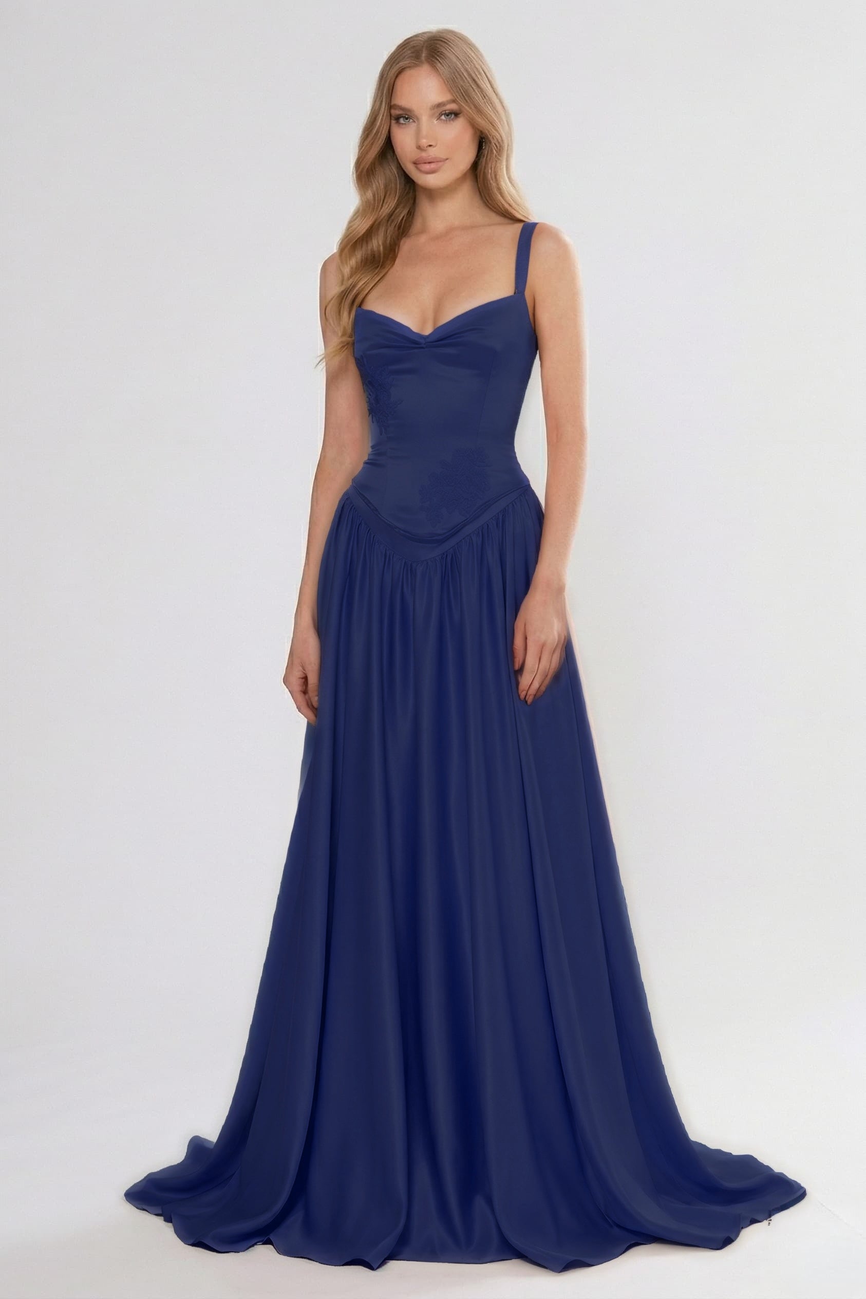 A-Line/Two-Piece Floor Length Soft Satin Wedding Guest Dress CG0310