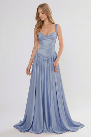A-Line/Two-Piece Floor Length Soft Satin Bridesmaid Dress CG0310BM