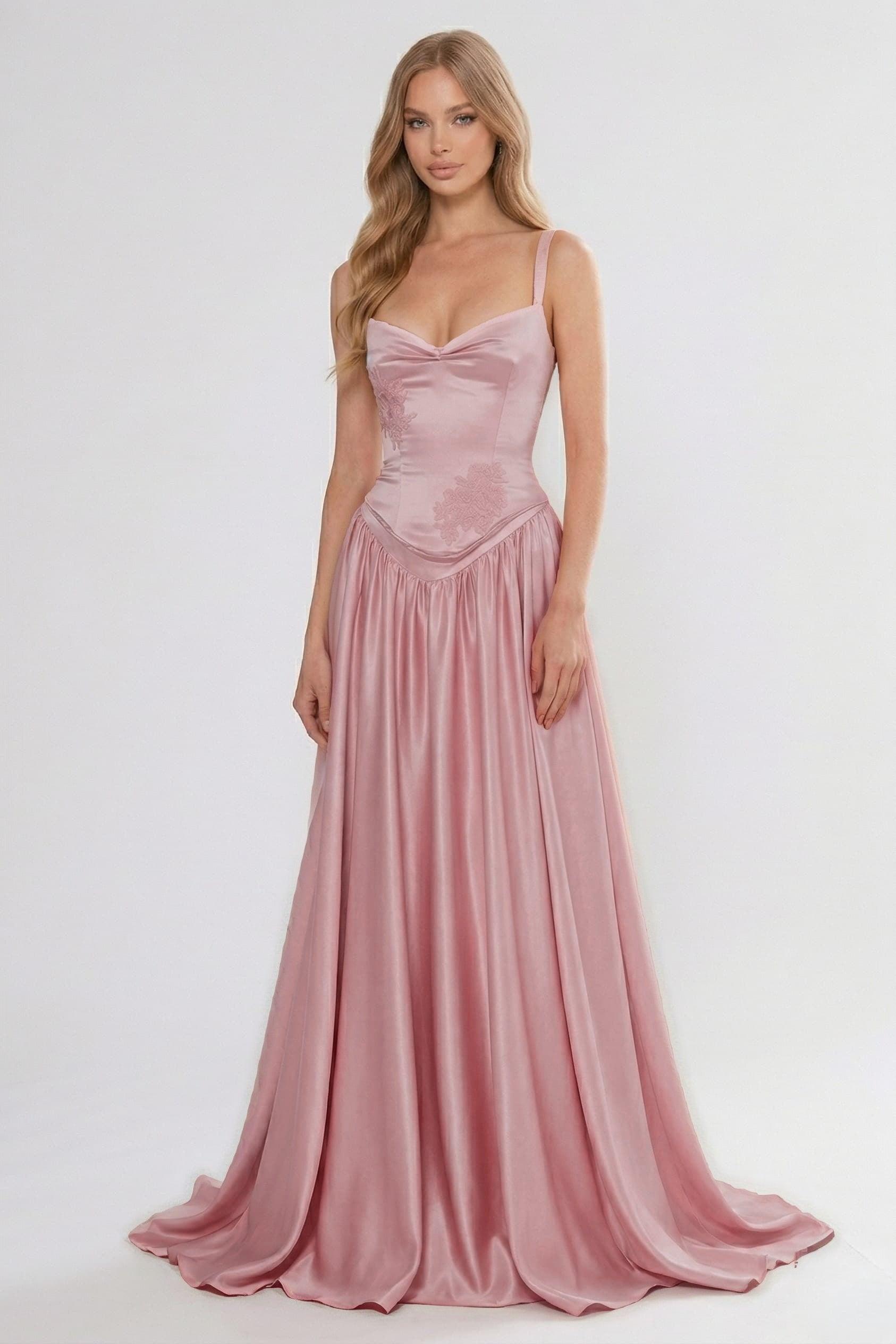 A-Line/Two-Piece Floor Length Soft Satin Wedding Guest Dress CG0310