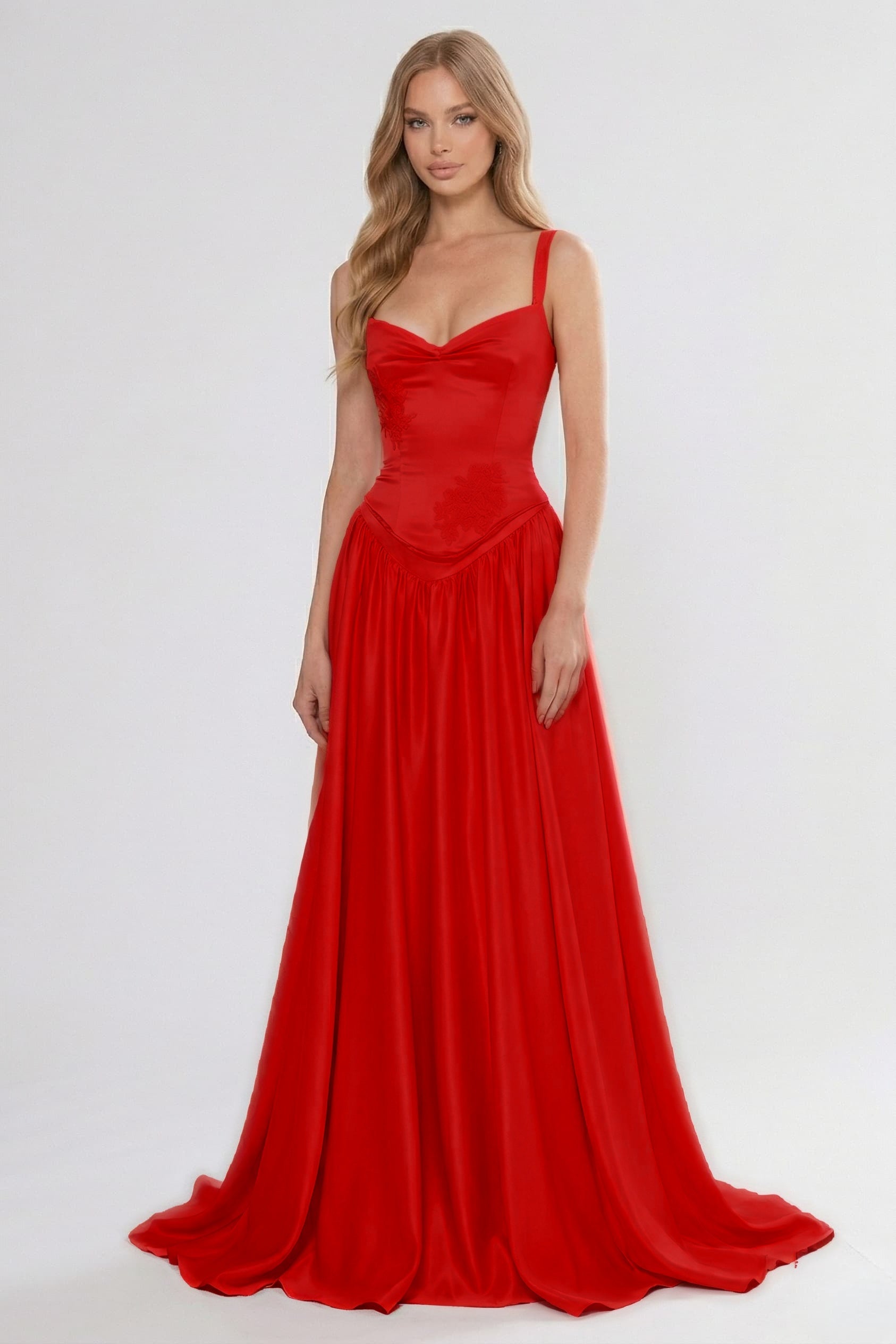 A-Line/Two-Piece Floor Length Soft Satin Wedding Guest Dress CG0310