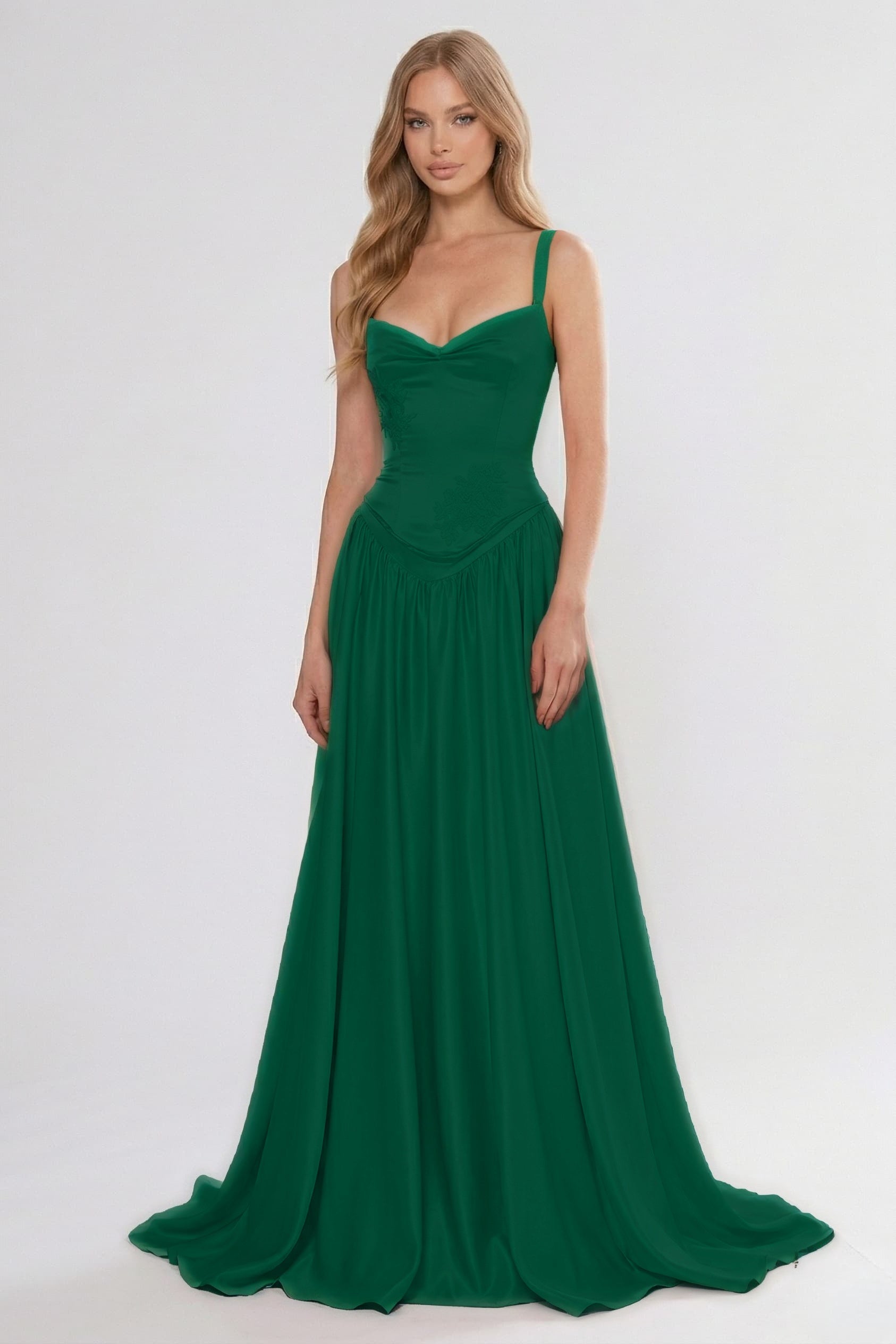 A-Line/Two-Piece Floor Length Soft Satin Wedding Guest Dress CG0310