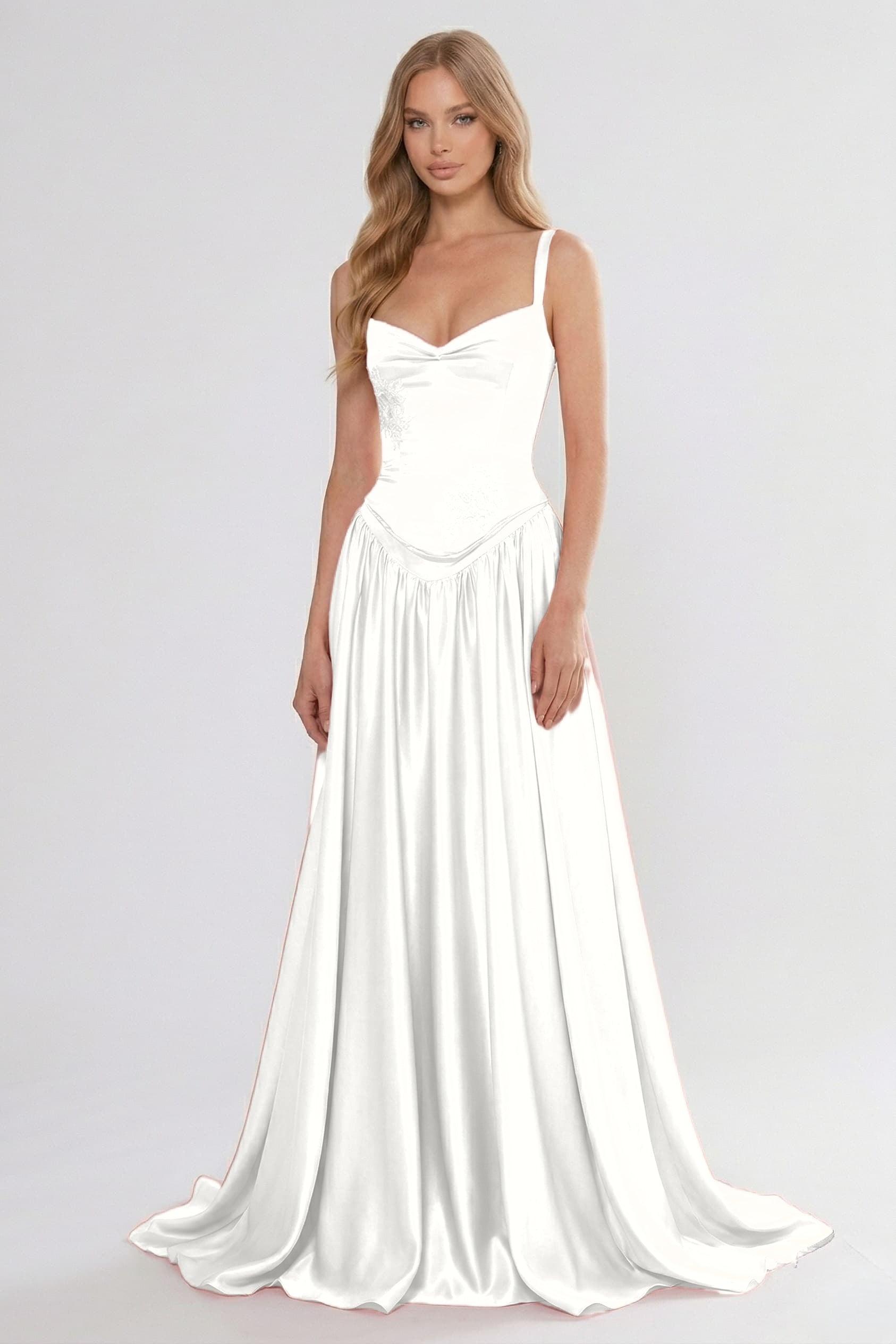 A-Line/Two-Piece Floor Length Soft Satin Wedding Guest Dress CG0310