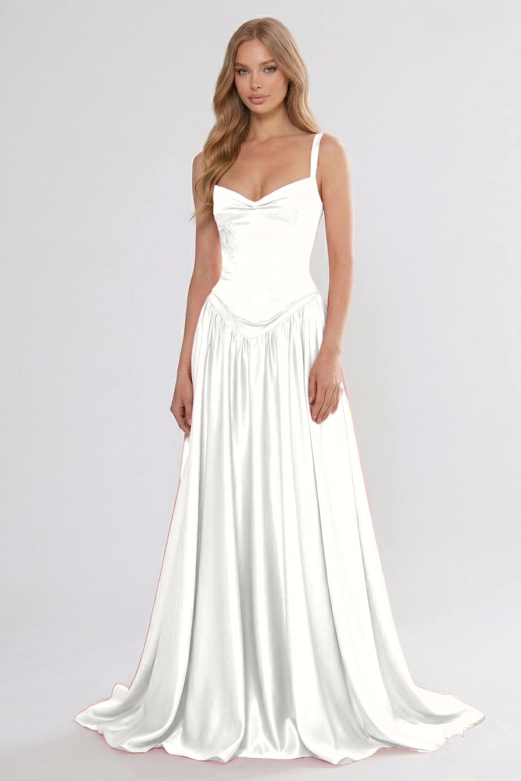 A-Line/Two-Piece Floor Length Soft Satin Bridesmaid Dress CG0310BM