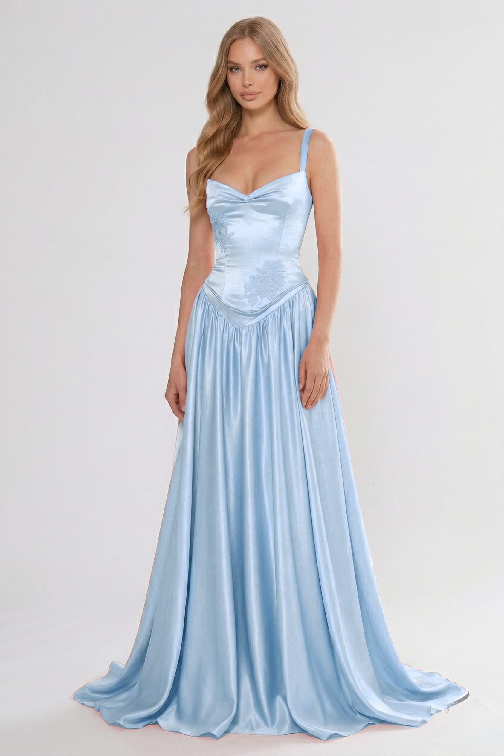 A-Line/Two-Piece Floor Length Soft Satin Wedding Guest Dress CG0310