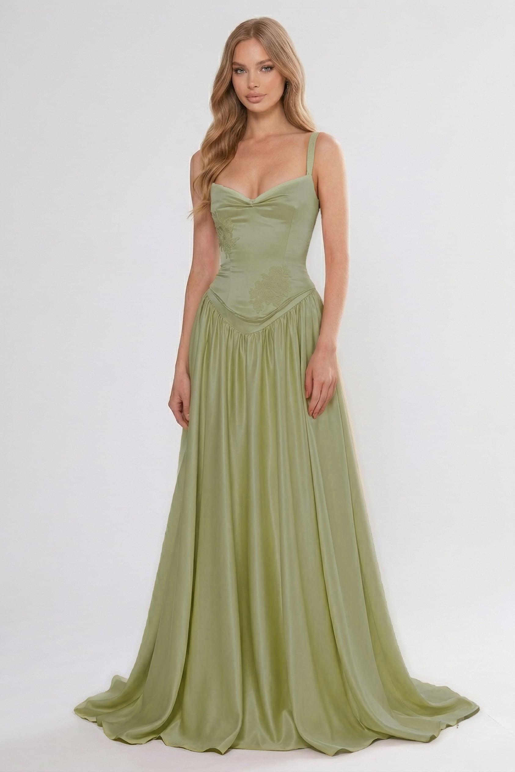A-Line/Two-Piece Floor Length Soft Satin Wedding Guest Dress CG0310