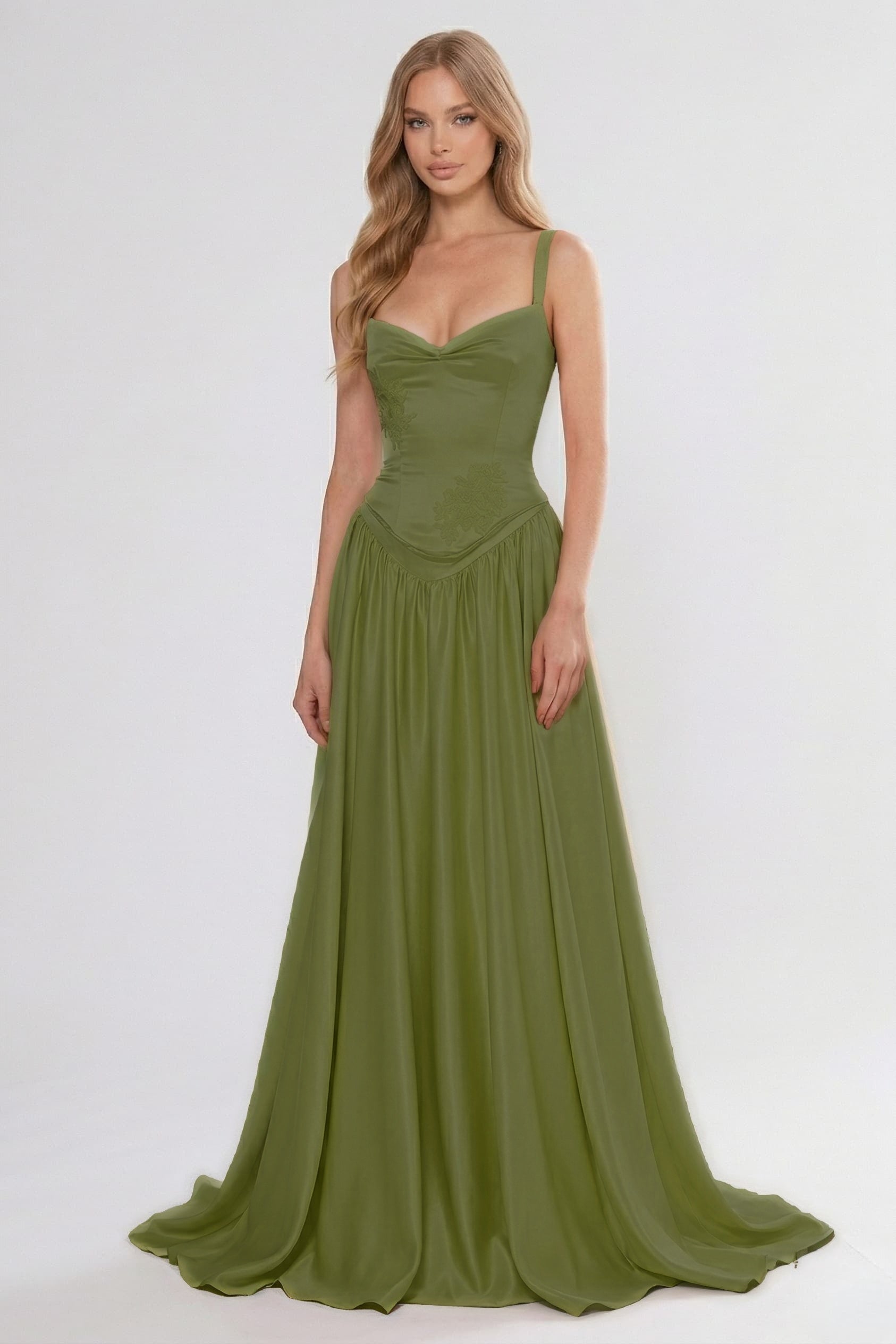 A-Line/Two-Piece Floor Length Soft Satin Bridesmaid Dress CG0310BM