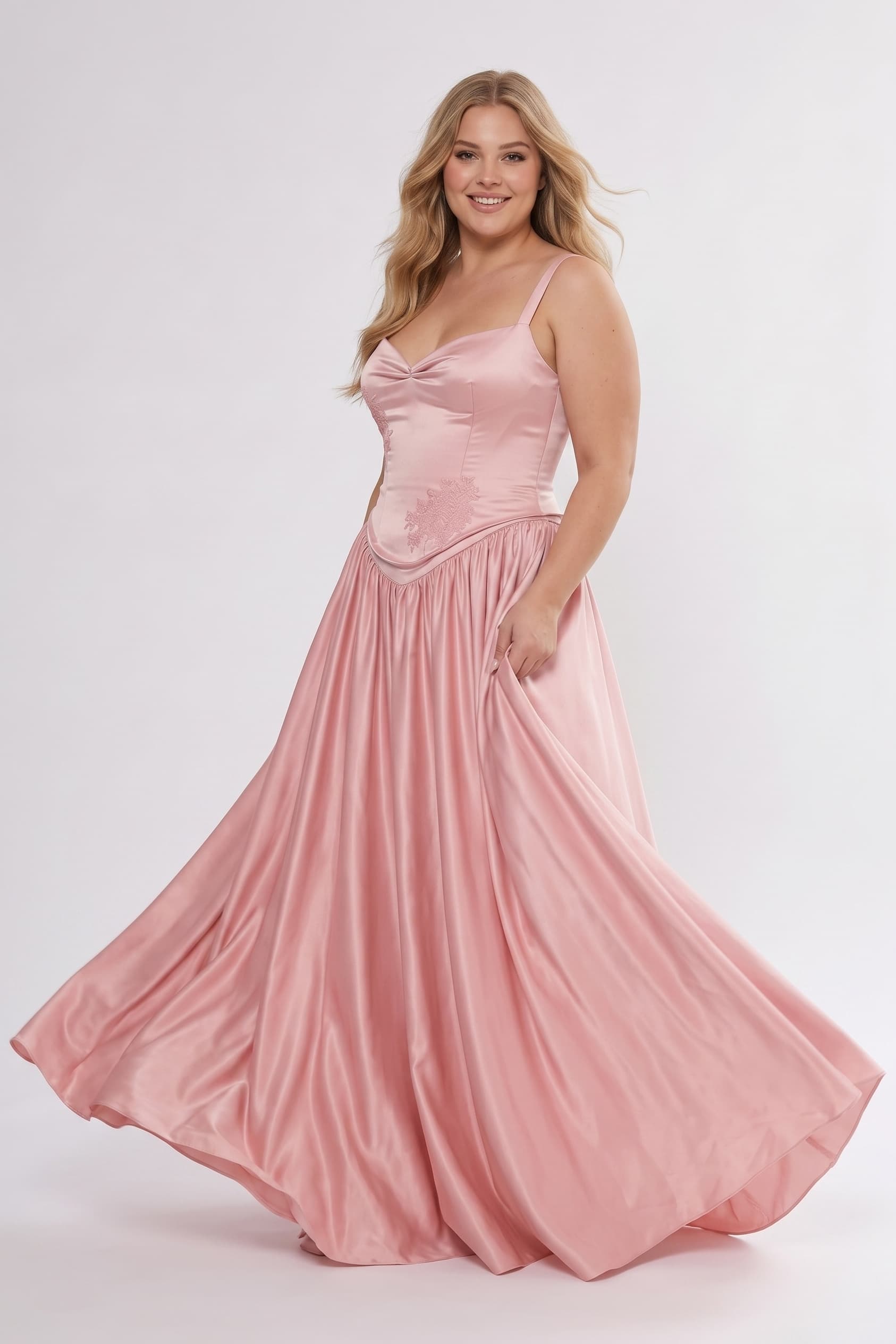 A-Line/Two-Piece Floor Length Soft Satin Wedding Guest Dress CG0310