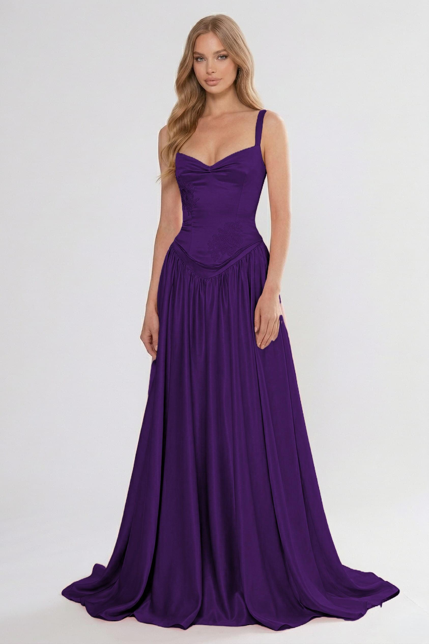 A-Line/Two-Piece Floor Length Soft Satin Wedding Guest Dress CG0310