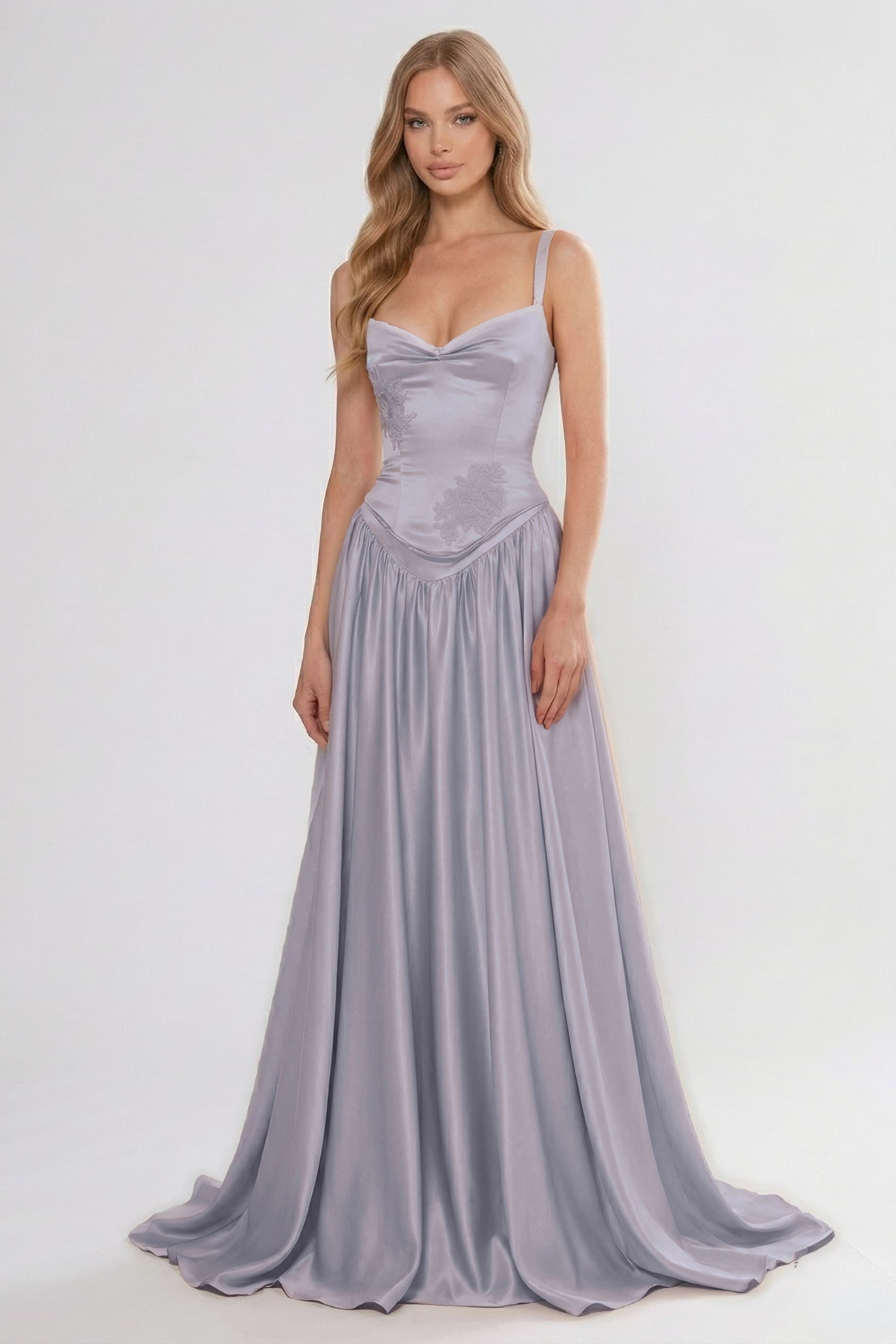 A-Line/Two-Piece Floor Length Soft Satin Bridesmaid Dress CG0310BM