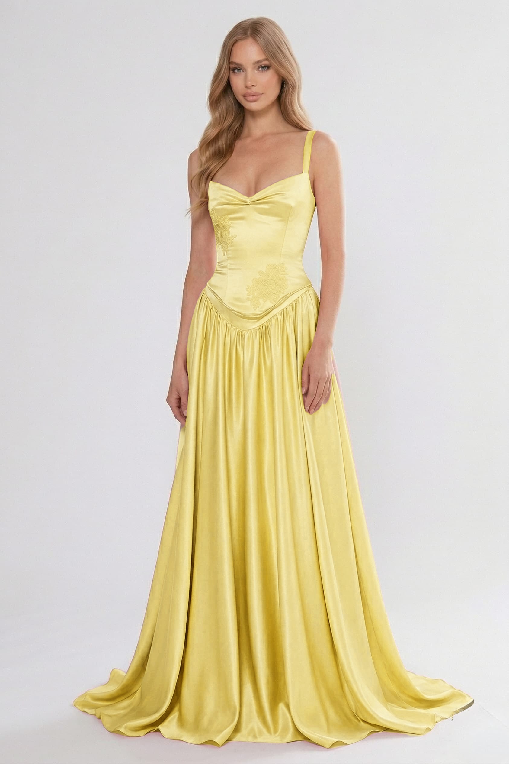A-Line/Two-Piece Floor Length Soft Satin Wedding Guest Dress CG0310