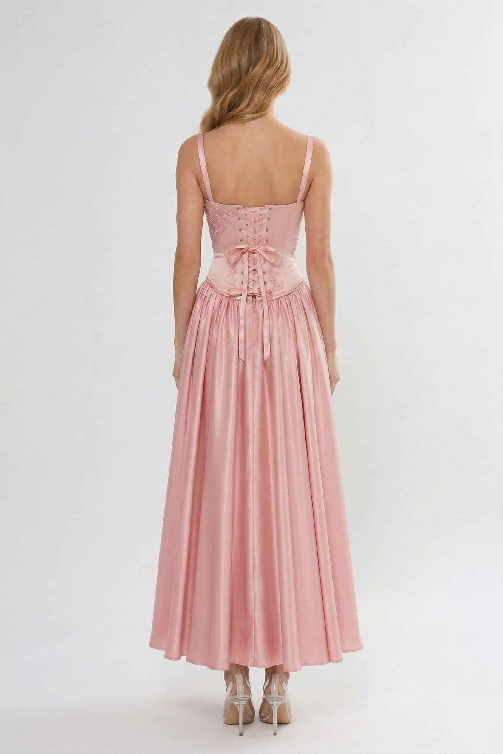 A-Line/Two-Piece Ankle Length Soft Satin Wedding Guest Dress CG0311