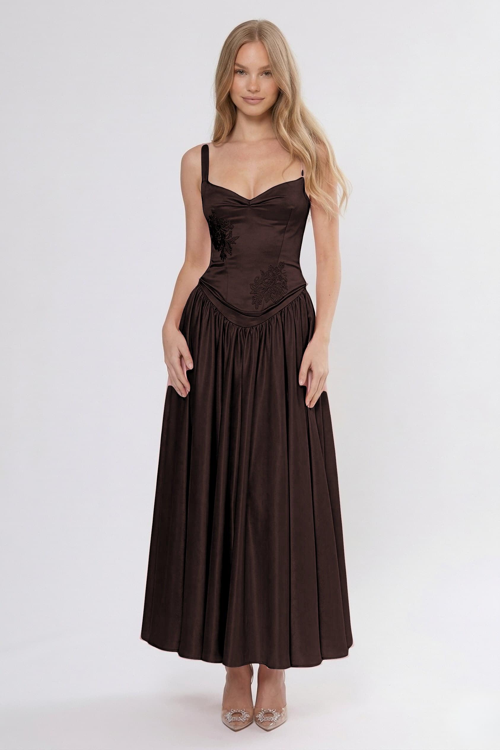 A-Line/Two-Piece Ankle Length Soft Satin Wedding Guest Dress CG0311