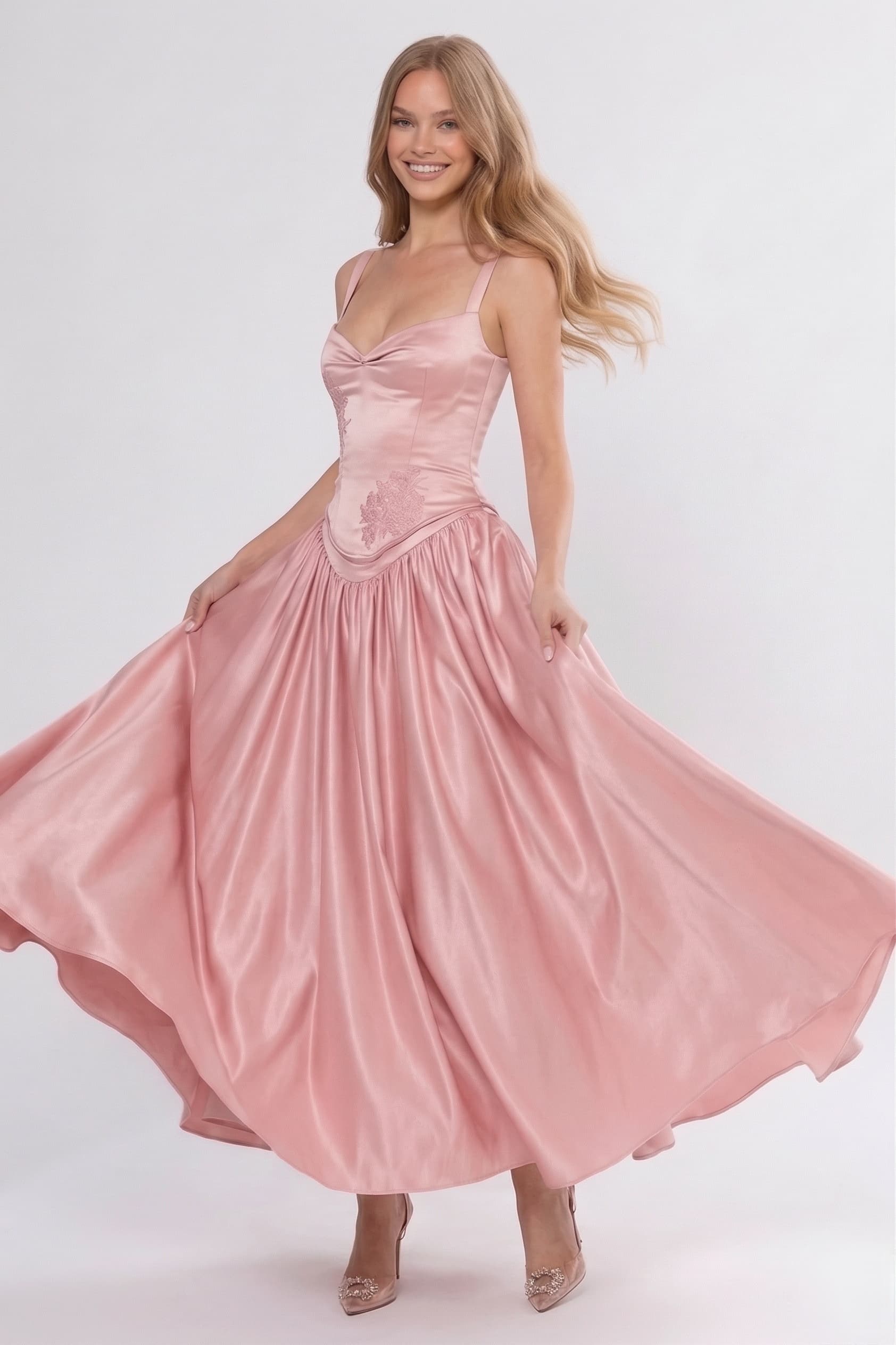 A-Line/Two-Piece Ankle Length Soft Satin Bridesmaid Dress CG0311BM