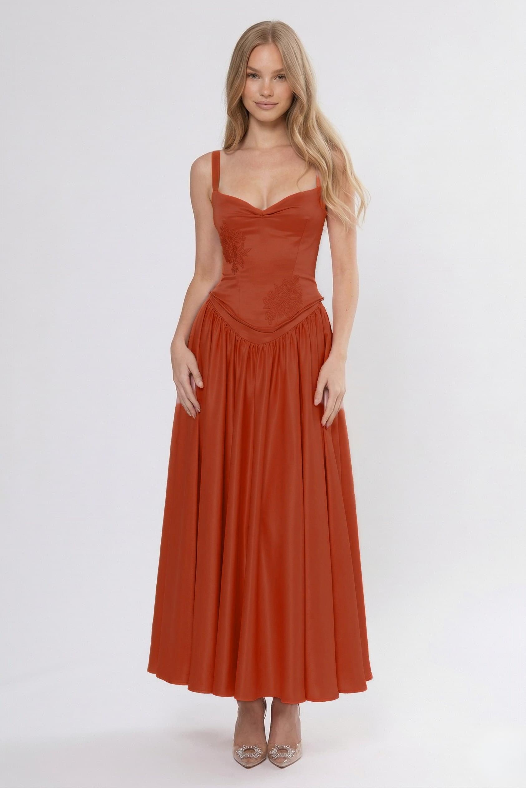A-Line/Two-Piece Ankle Length Soft Satin Wedding Guest Dress CG0311