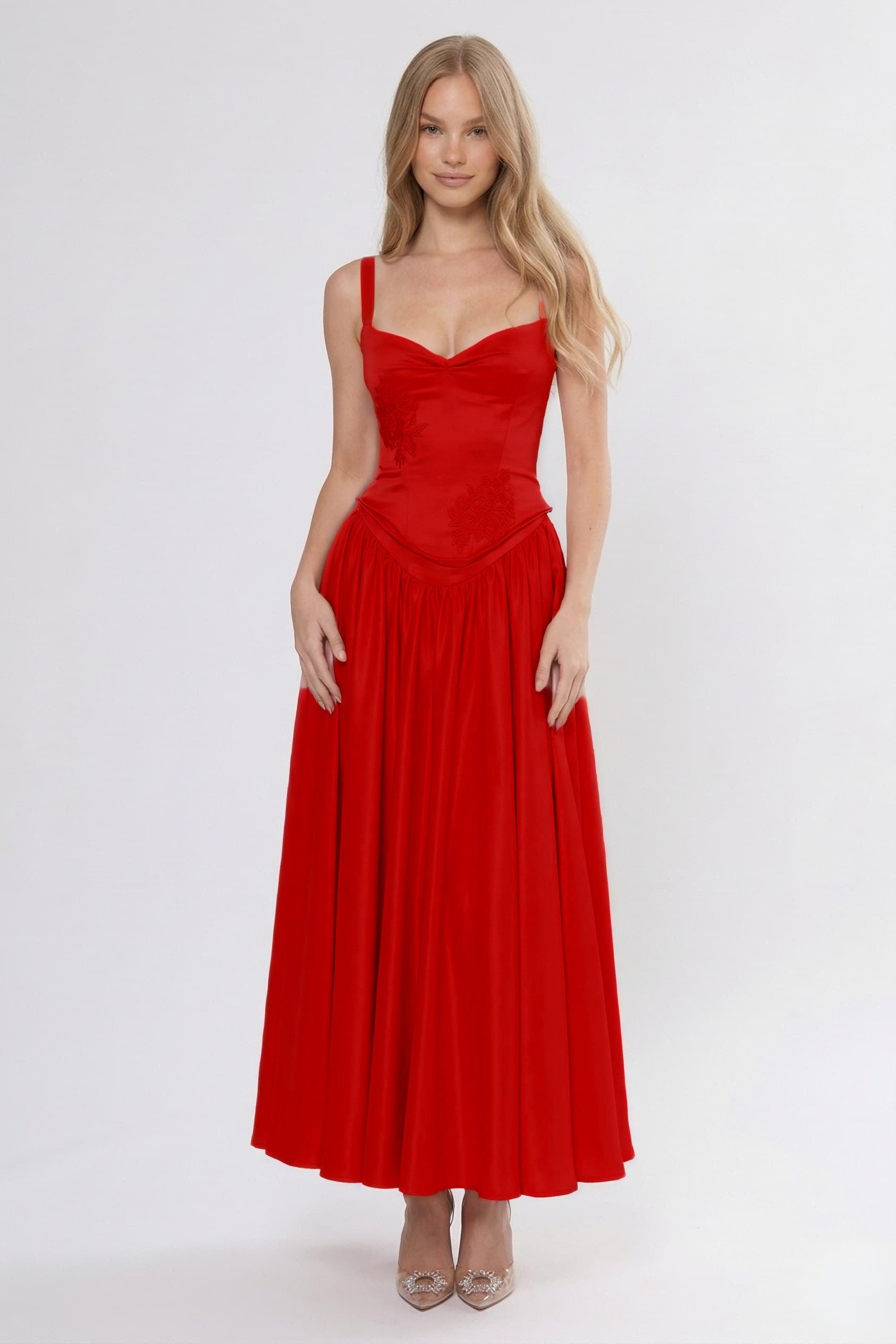 A-Line/Two-Piece Ankle Length Soft Satin Wedding Guest Dress CG0311