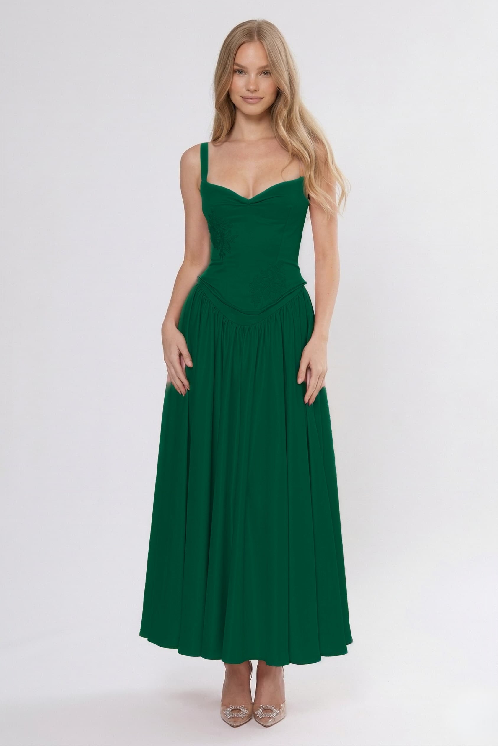 A-Line/Two-Piece Ankle Length Soft Satin Wedding Guest Dress CG0311