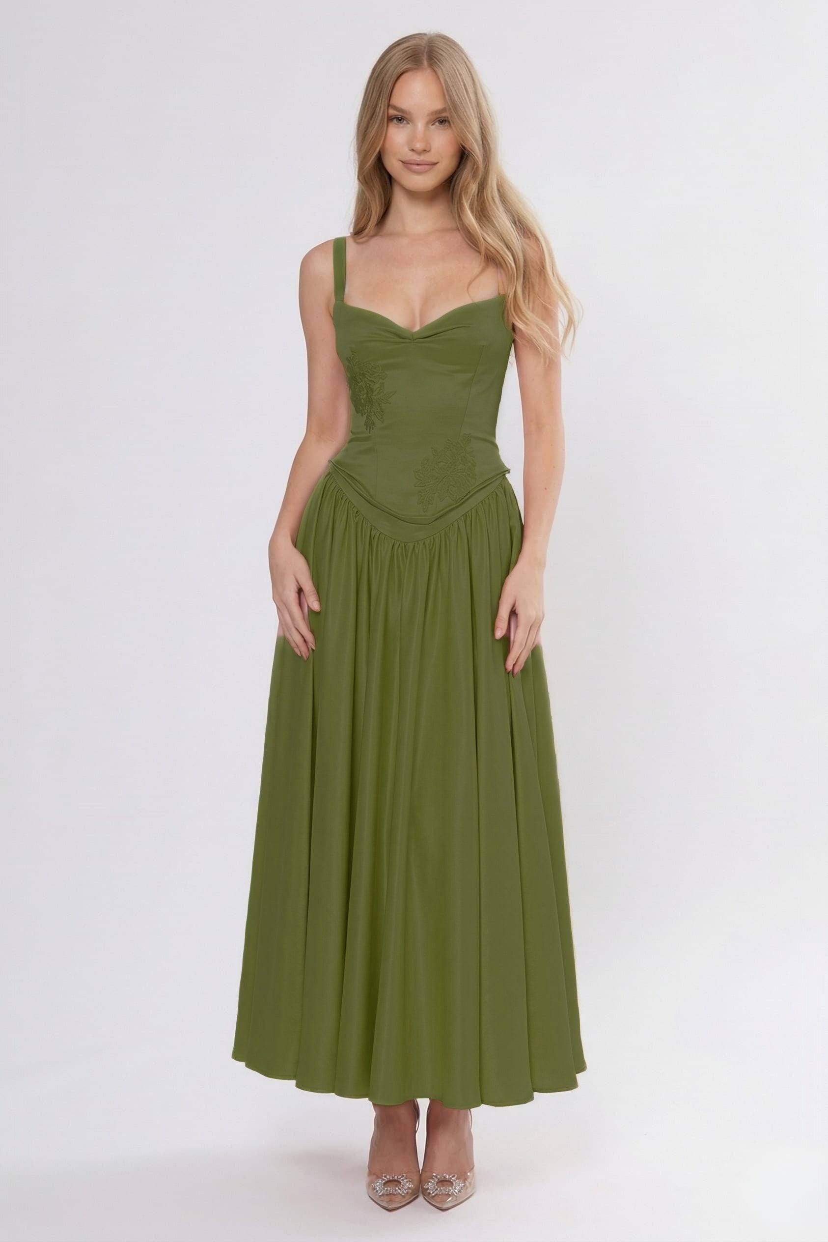 A-Line/Two-Piece Ankle Length Soft Satin Wedding Guest Dress CG0311