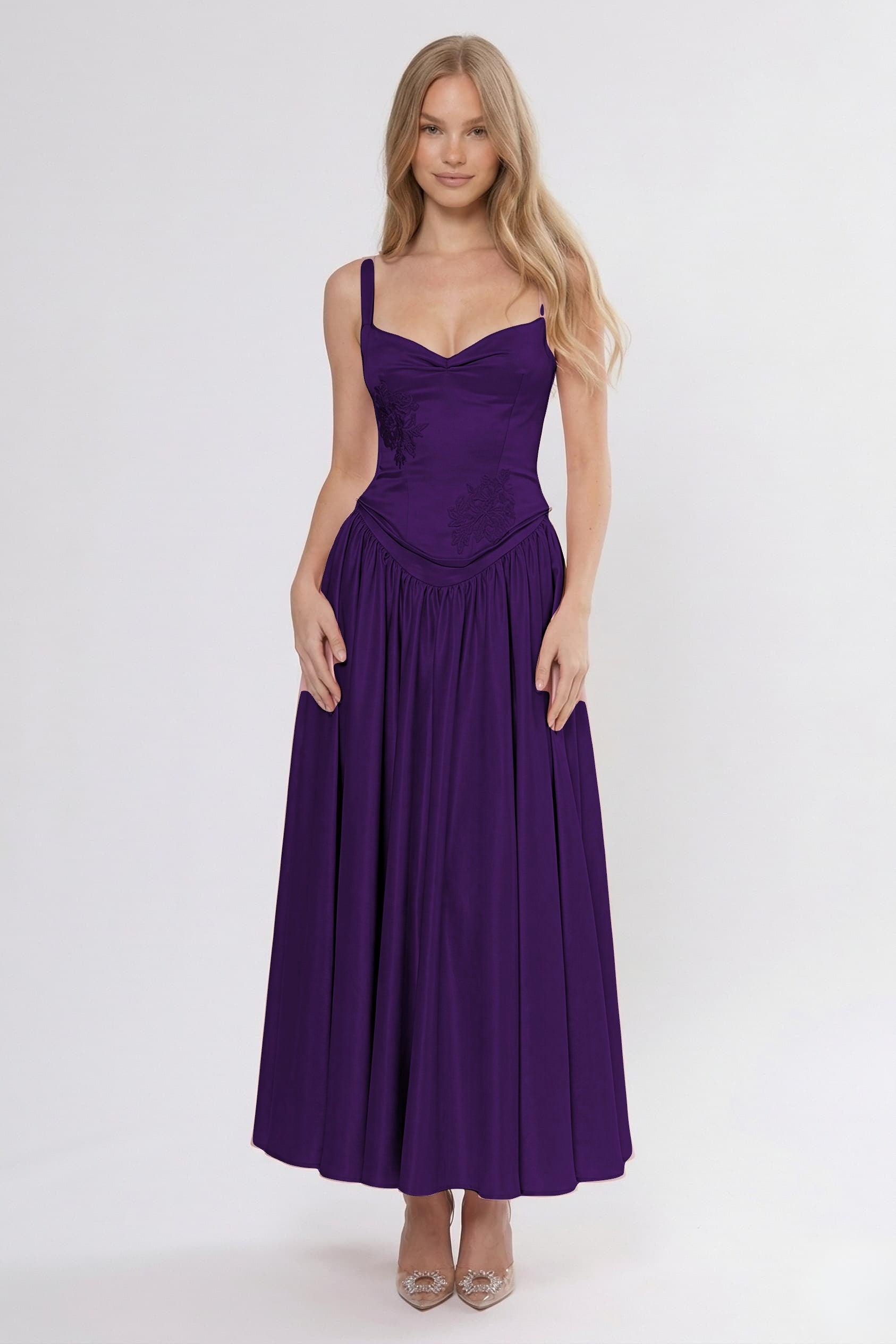 A-Line/Two-Piece Ankle Length Soft Satin Wedding Guest Dress CG0311