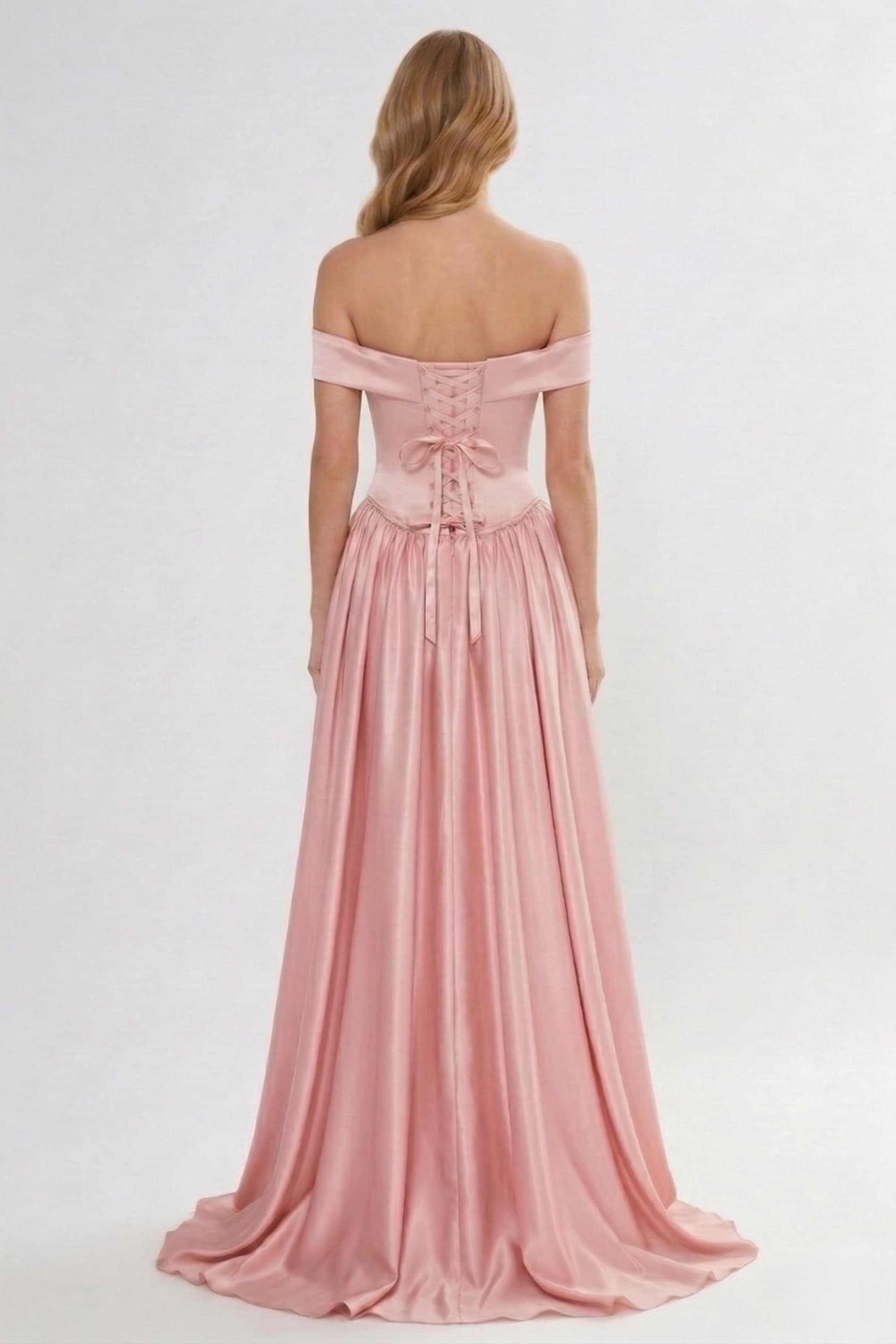 A-Line/Two-Piece Floor Length Soft Satin Wedding Guest Dress CG0312