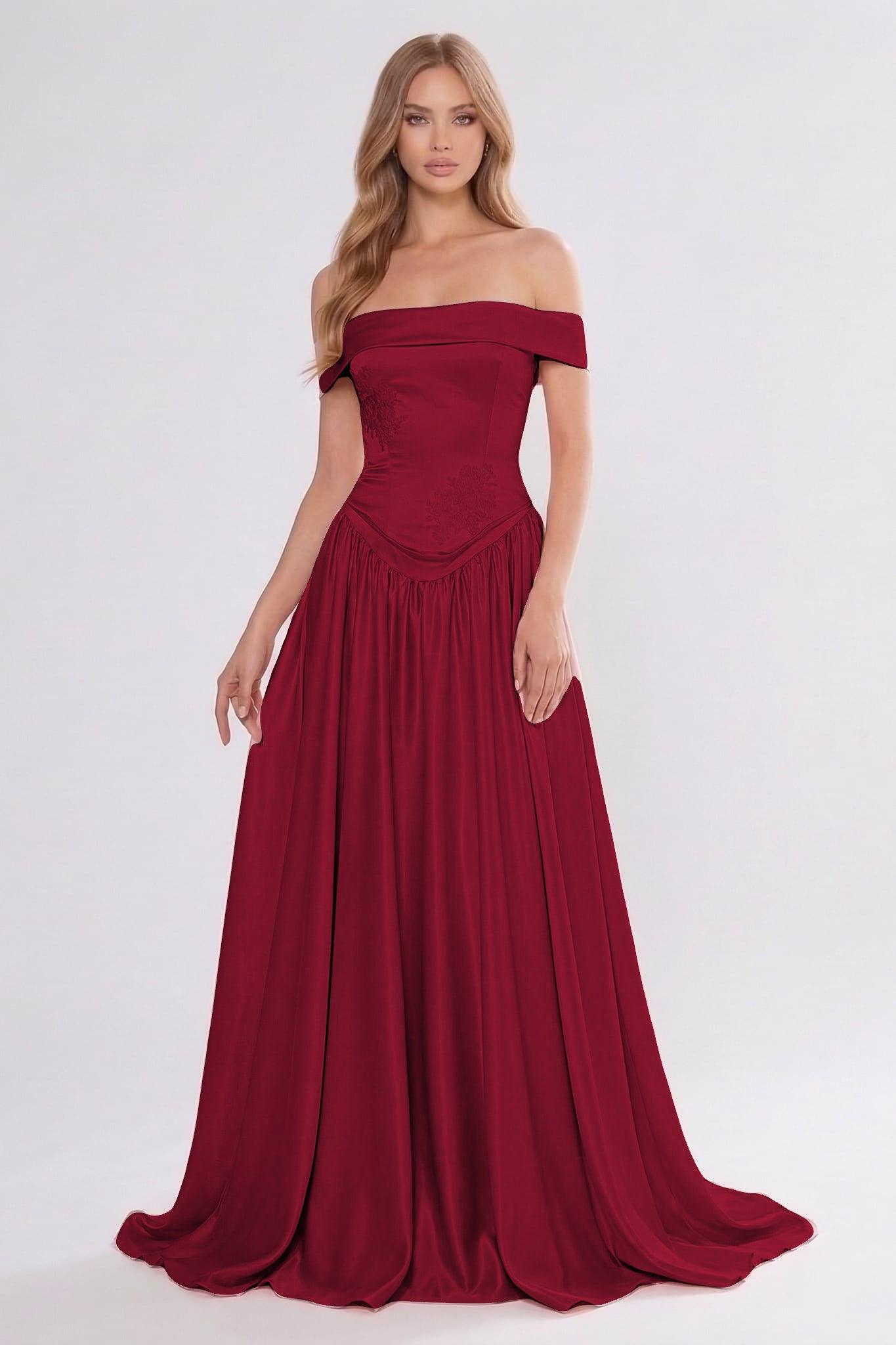 A-Line/Two-Piece Floor Length Soft Satin Wedding Guest Dress CG0312