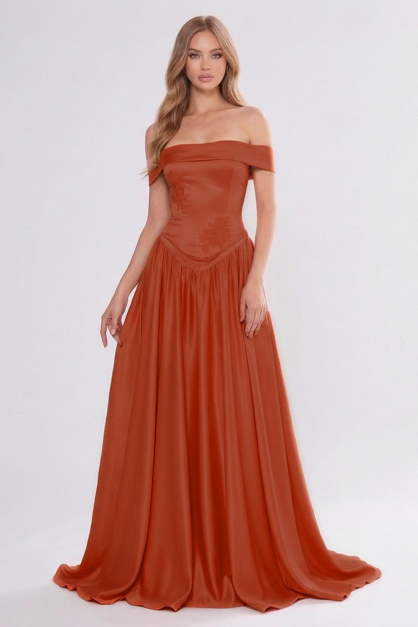 A-Line/Two-Piece Floor Length Soft Satin Wedding Guest Dress CG0312