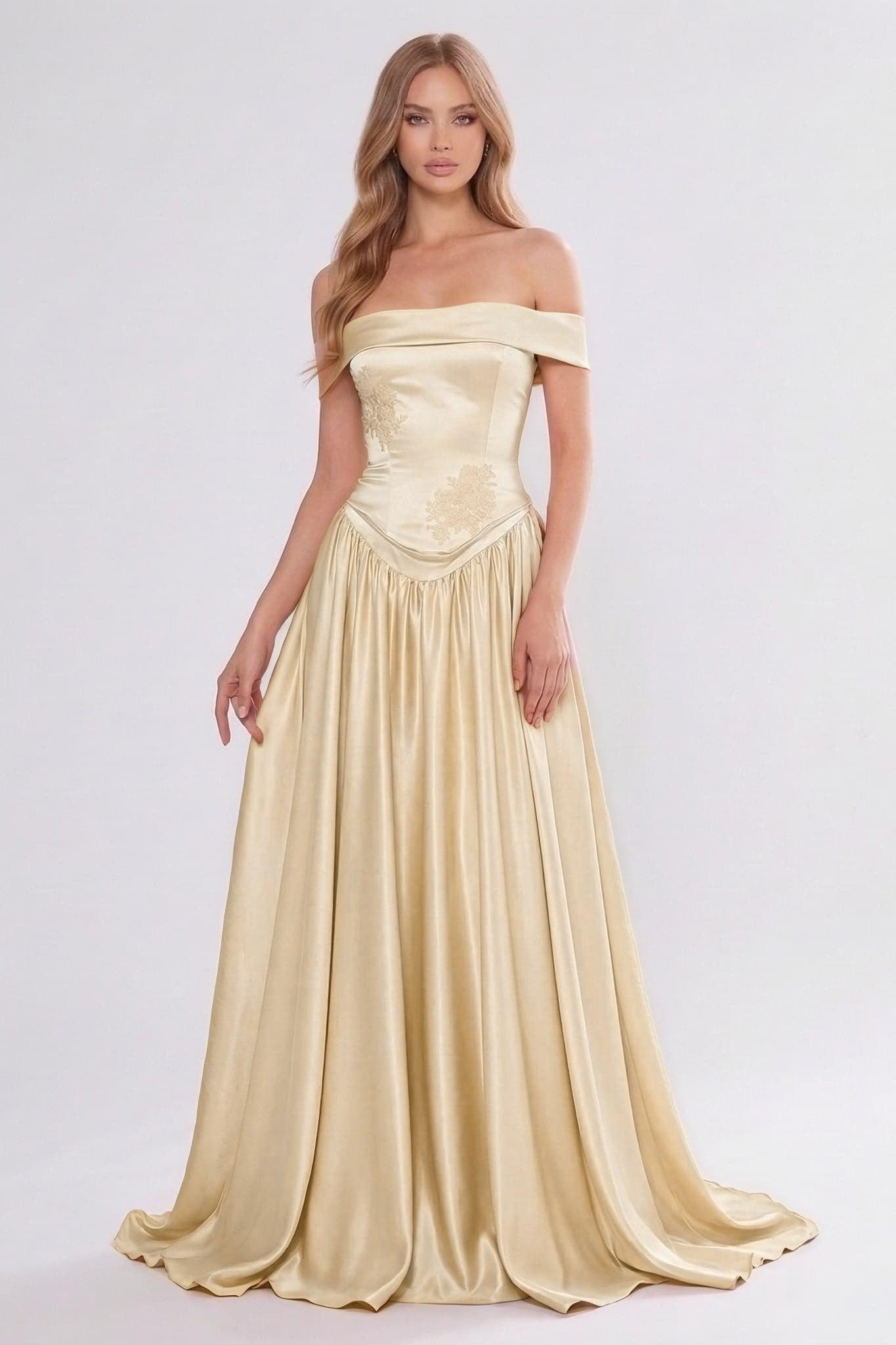 A-Line/Two-Piece Floor Length Soft Satin Wedding Guest Dress CG0312