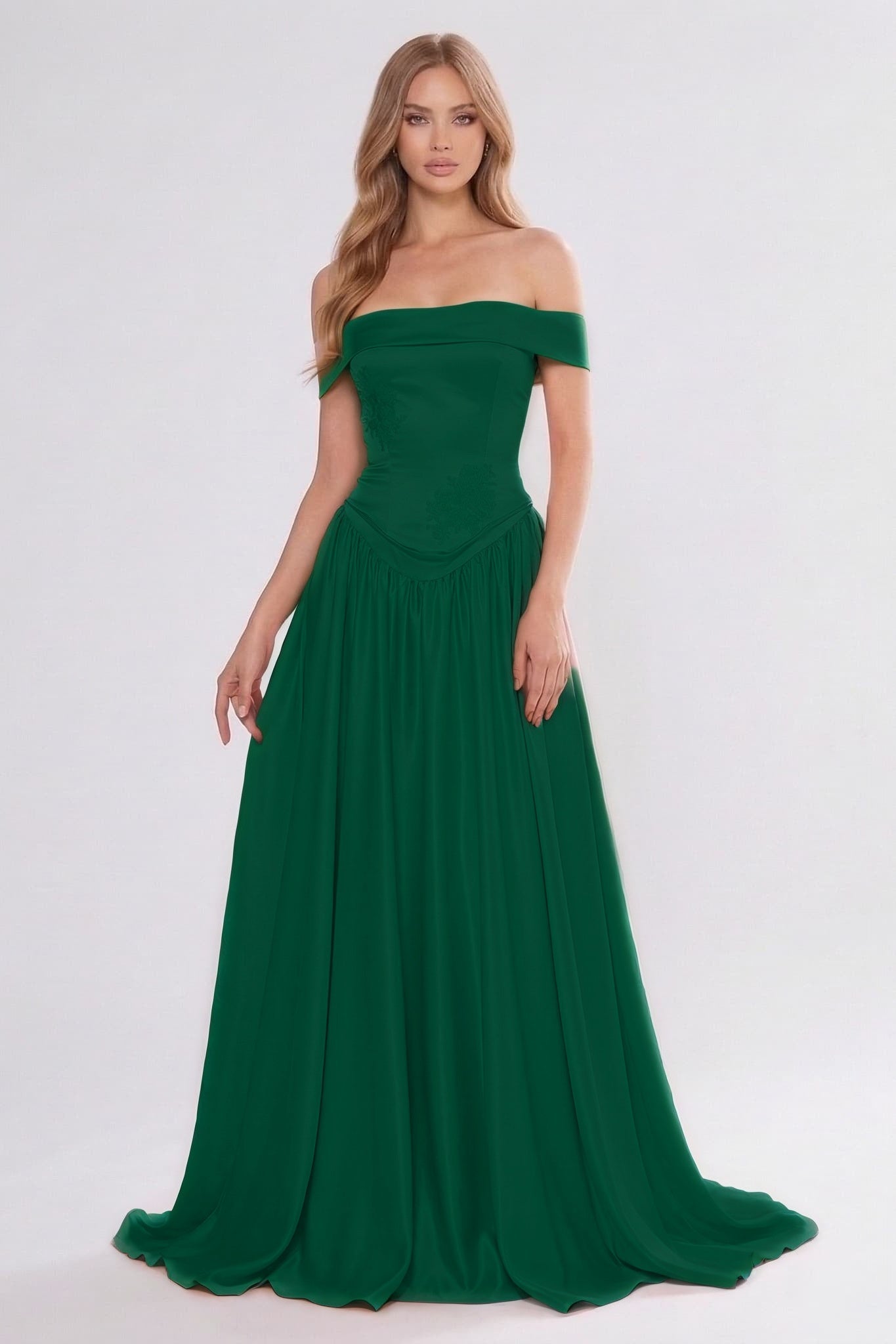 A-Line/Two-Piece Floor Length Soft Satin Wedding Guest Dress CG0312