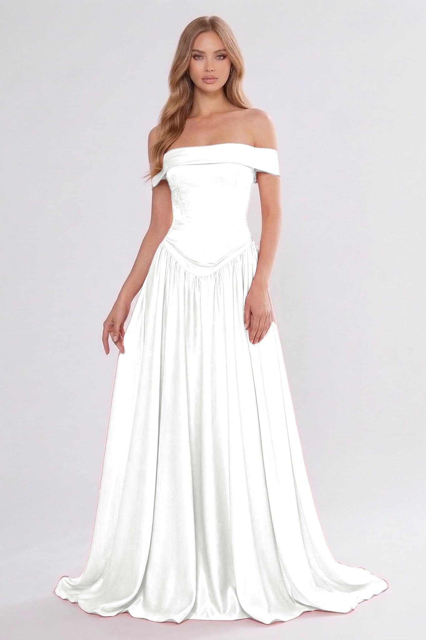 A-Line/Two-Piece Floor Length Soft Satin Wedding Guest Dress CG0312