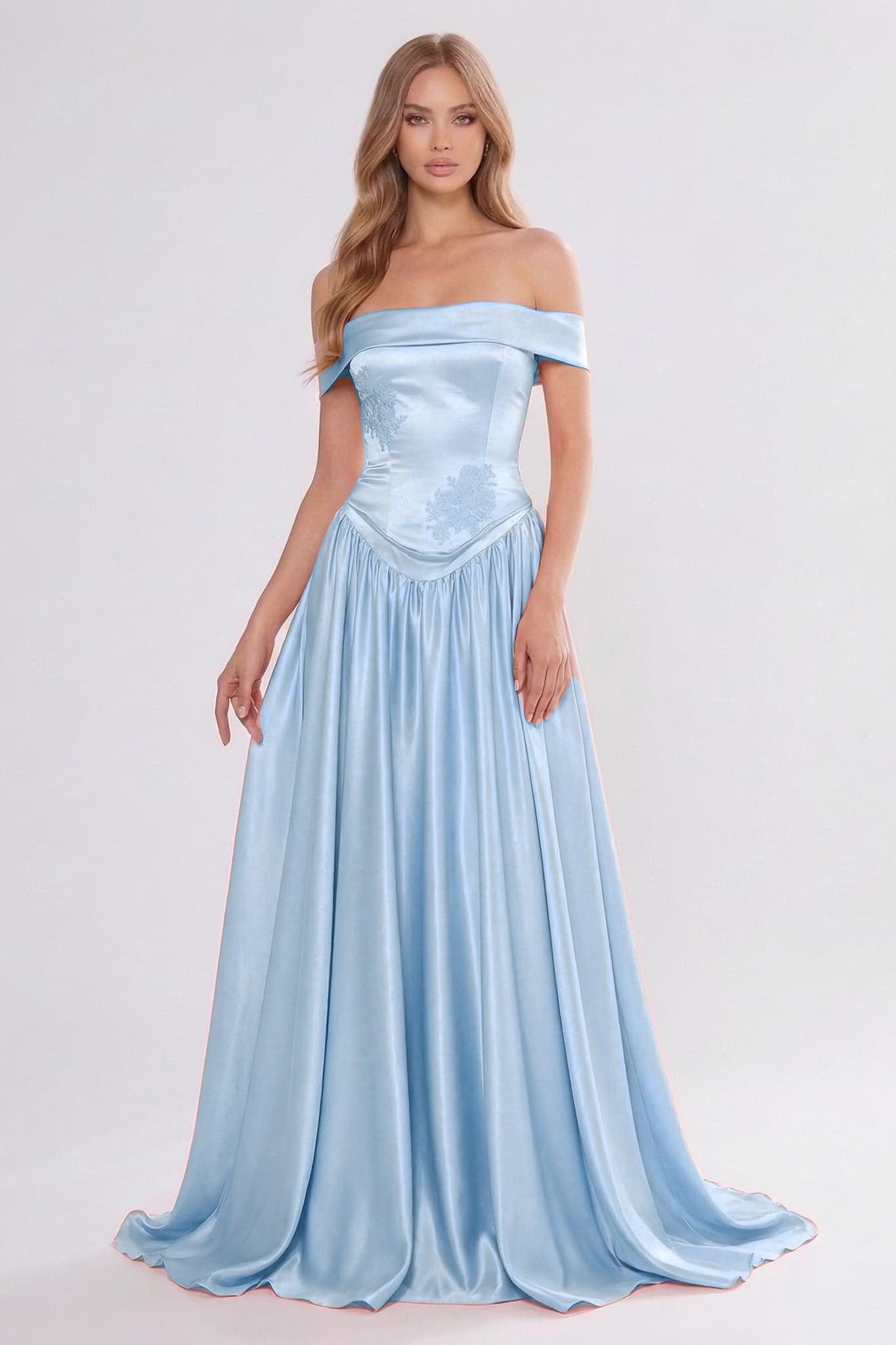 A-Line/Two-Piece Floor Length Soft Satin Wedding Guest Dress CG0312